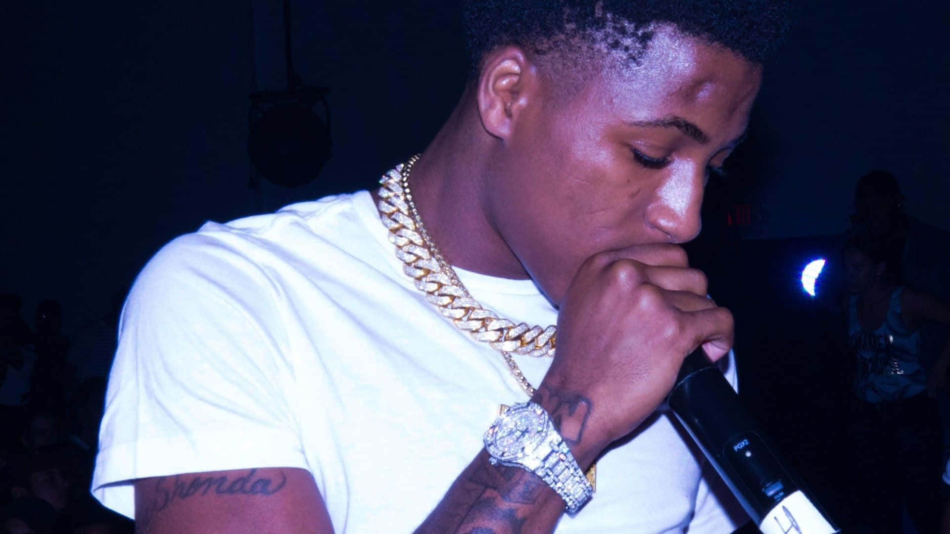 Youngboy Never Broke Again, white tee, gold chain, Full HD Desktop Wallpaper