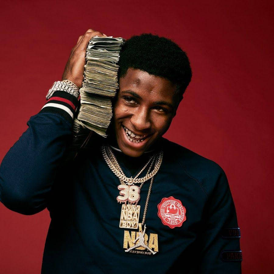 Youngboy Never Broke Again, grillz, stack of cash, SD Desktop Wallpaper