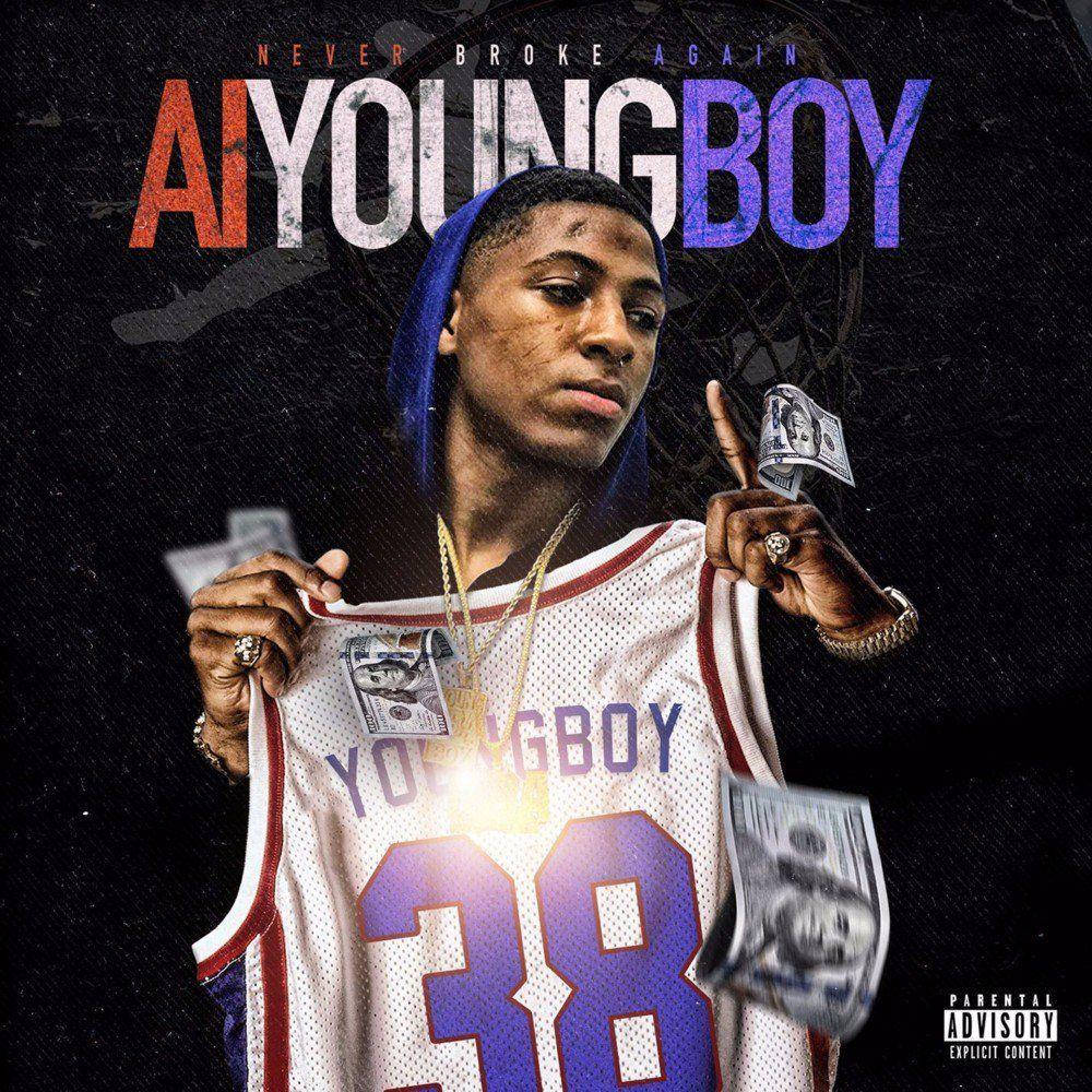 Youngboy Never Broke Again, money-filled jersey, dark gritty background, SD Desktop Wallpaper