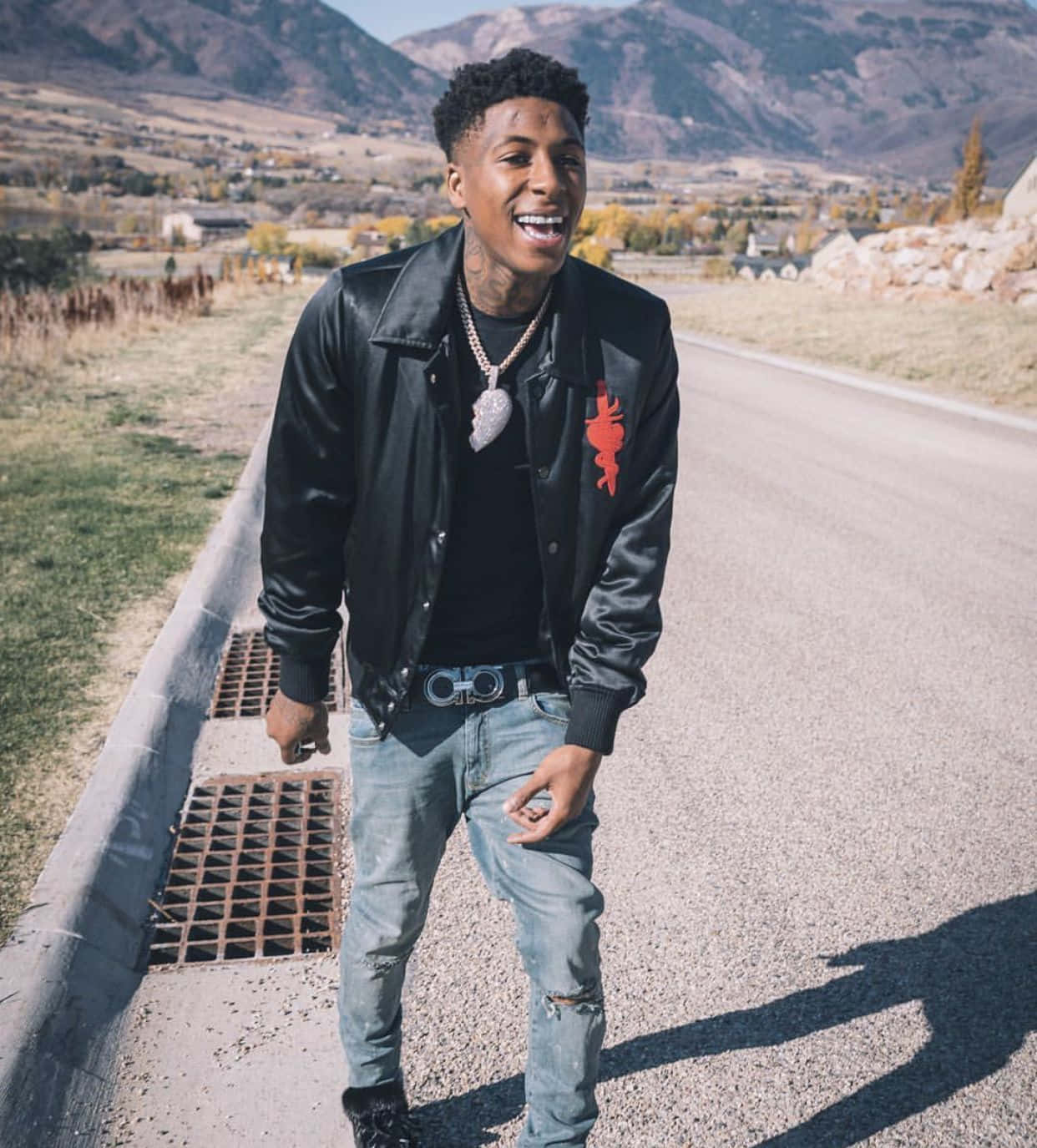 Youngboy Never Broke Again, black leather jacket, ripped jeans, HD Phone Wallpaper