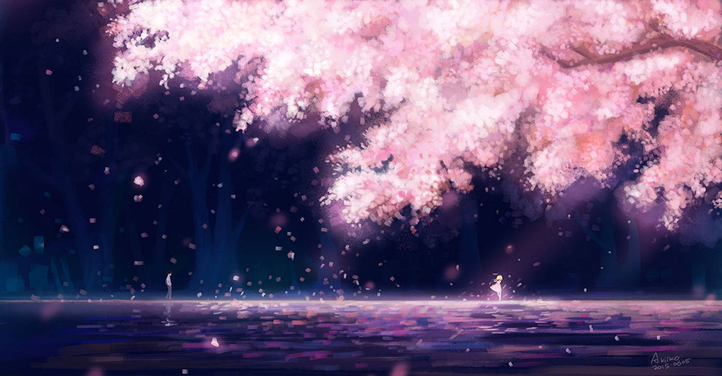 Your Lie In April, cherry blossom tree, luminous pink, HD Desktop Wallpaper