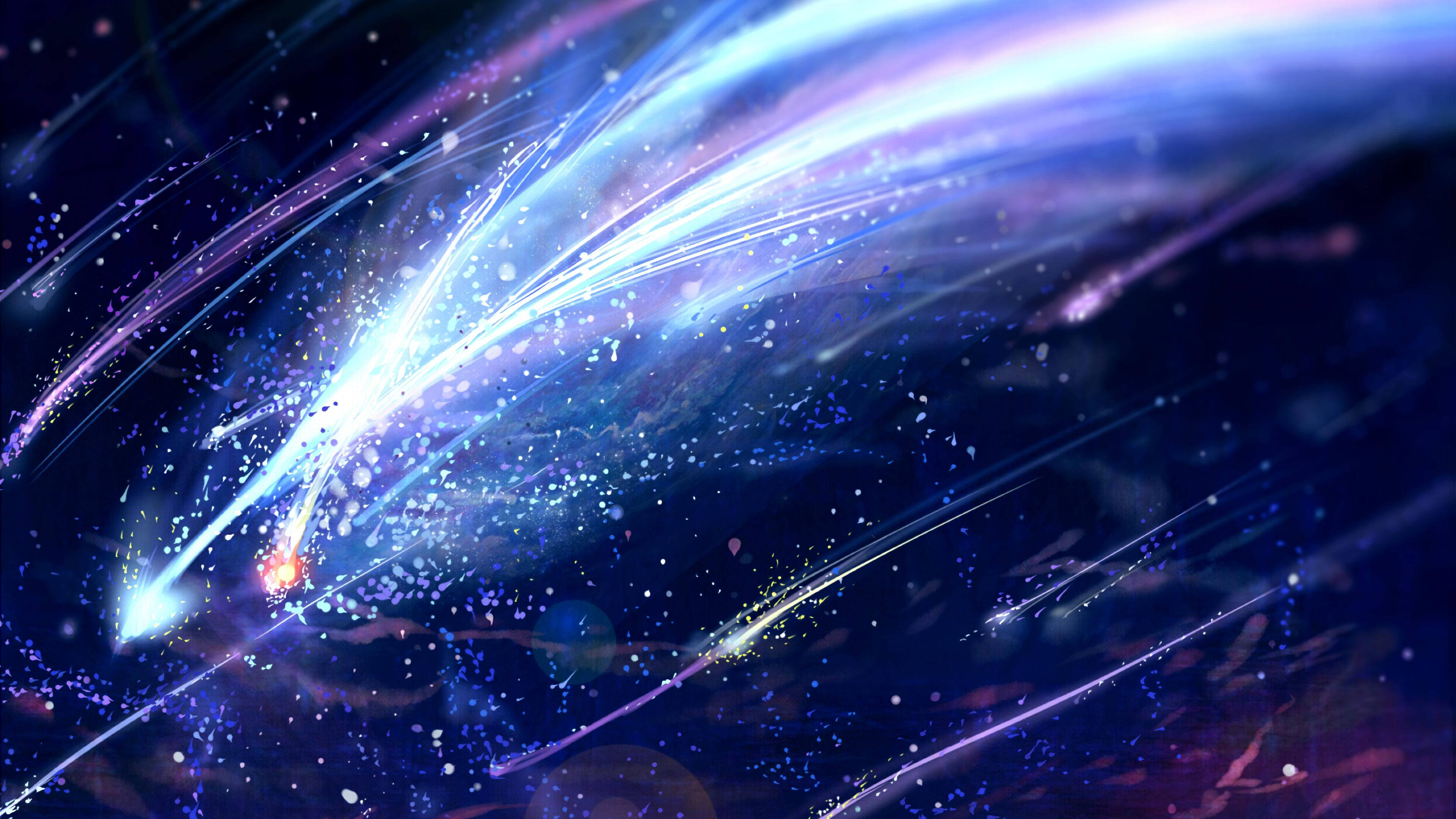 Your Name 4K, colorful comets, blue and purple light, 4K Desktop Wallpaper