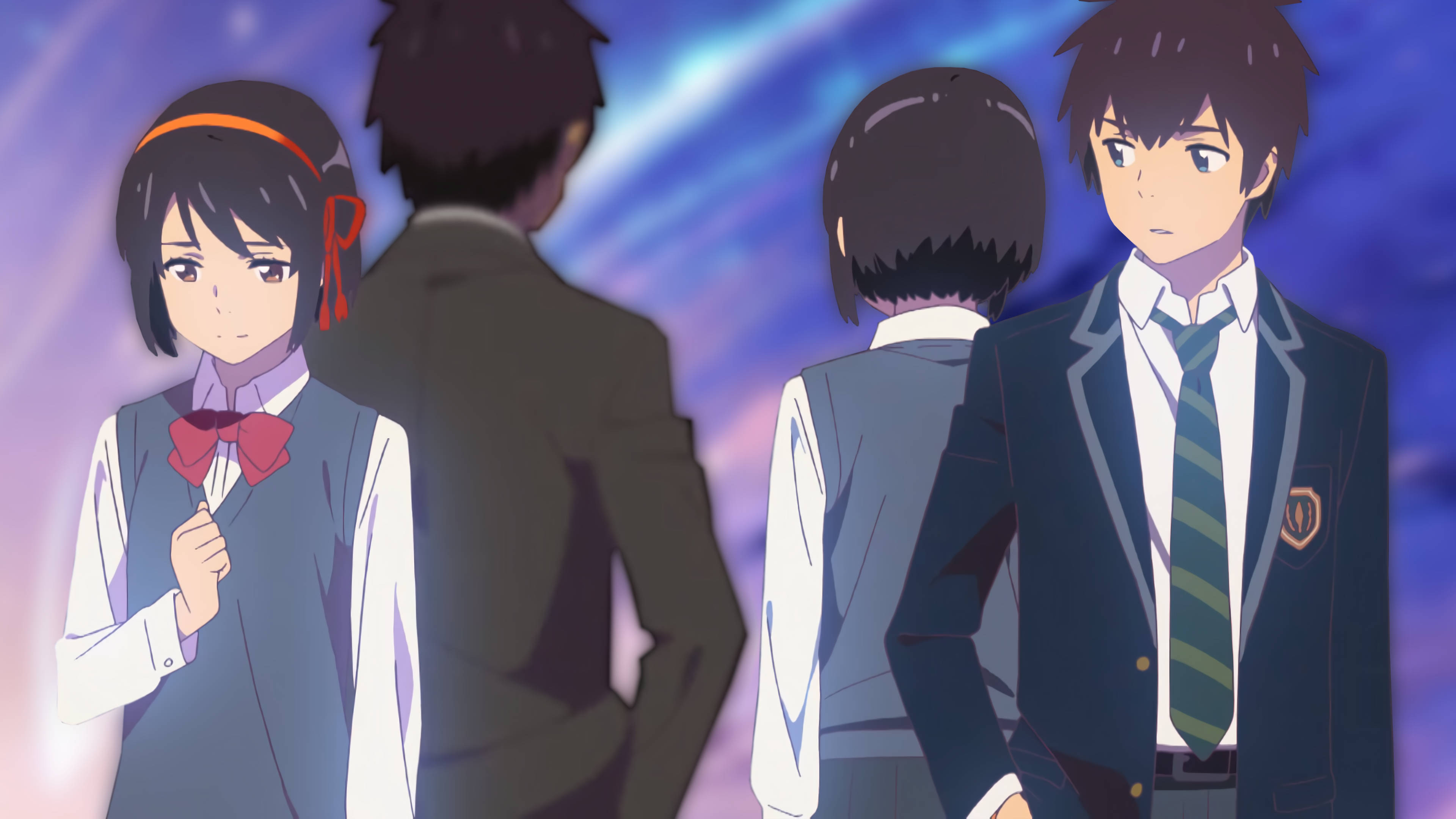 Swapping Bodies, Your Name 4K, cosmic background, 4K Desktop Wallpaper