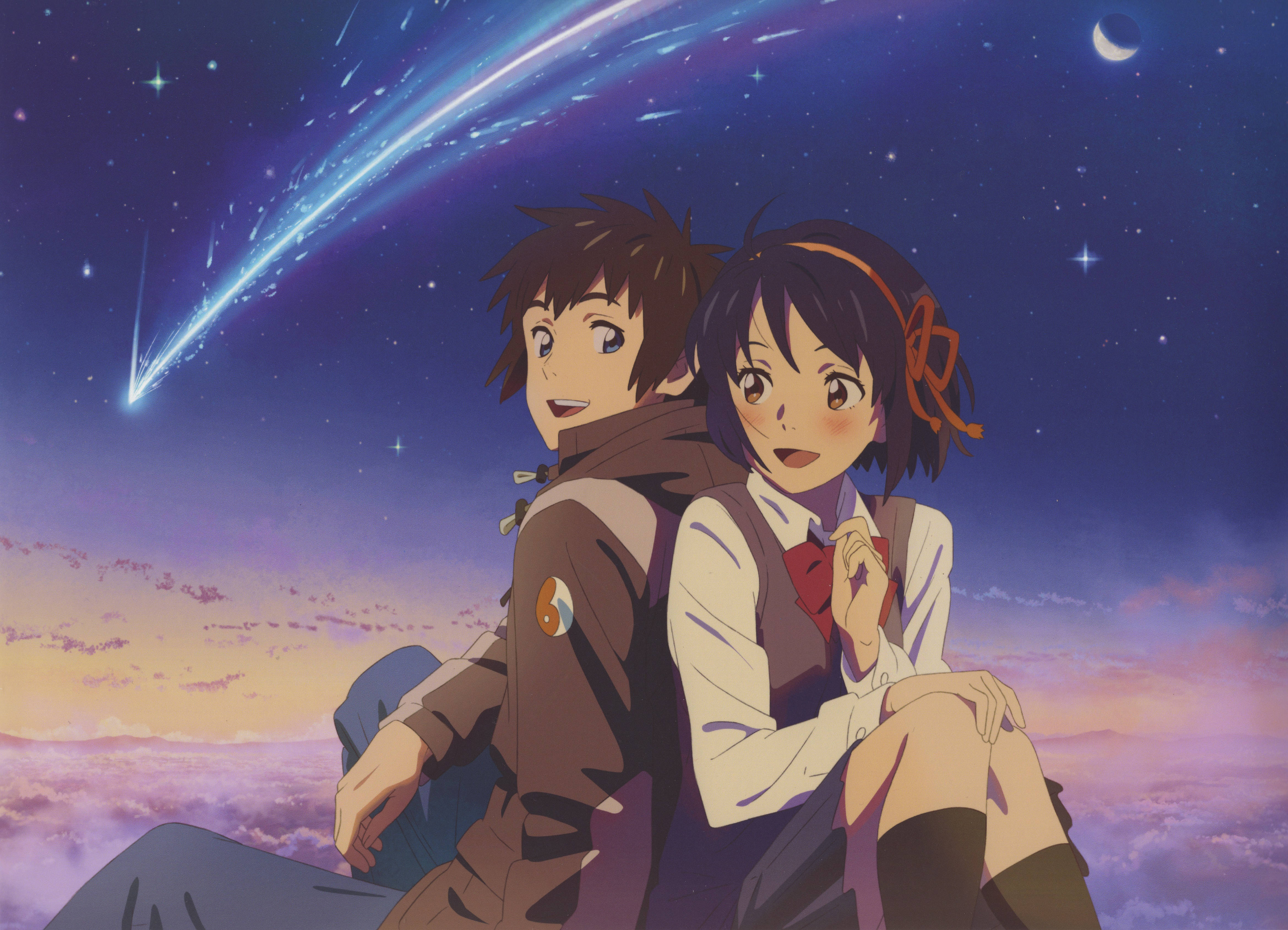 Your Name 4K, twilight sky, glowing comet, 4K Desktop Wallpaper
