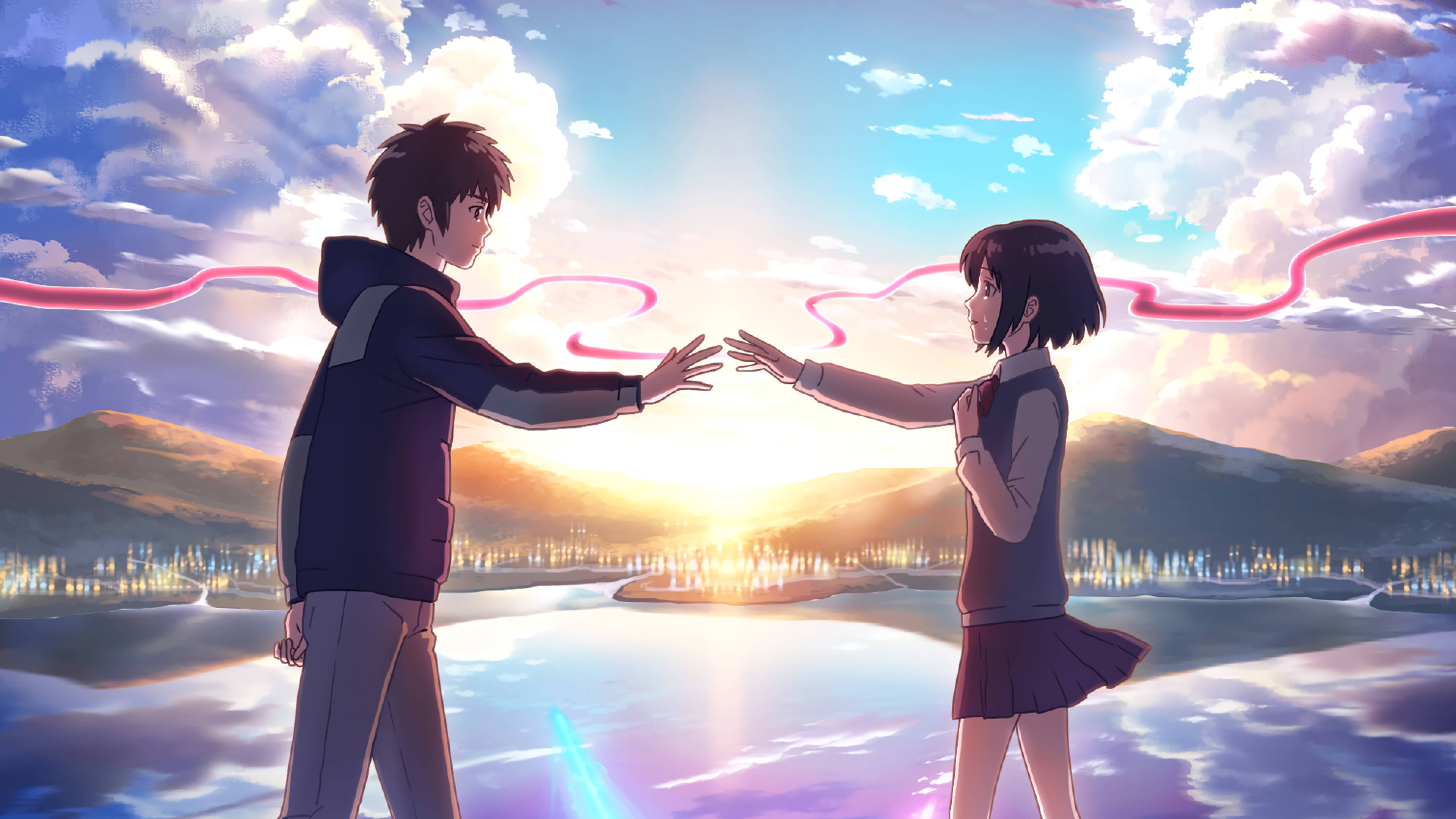 Your Name 4K, glowing lake, sunset, 4K Desktop Wallpaper