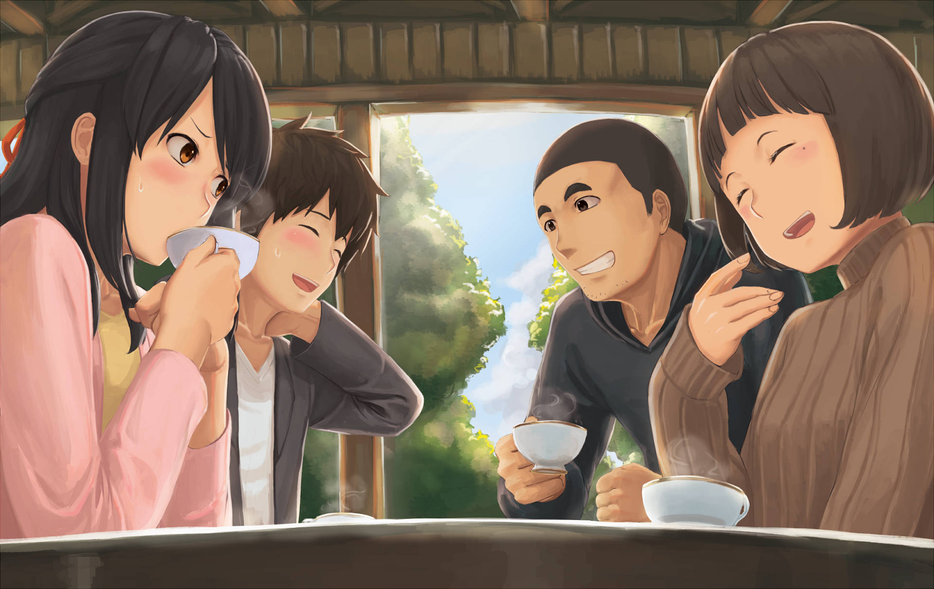 Your Name Anime 2016, anime characters, rustic wooden teahouse, Full HD Desktop Wallpaper