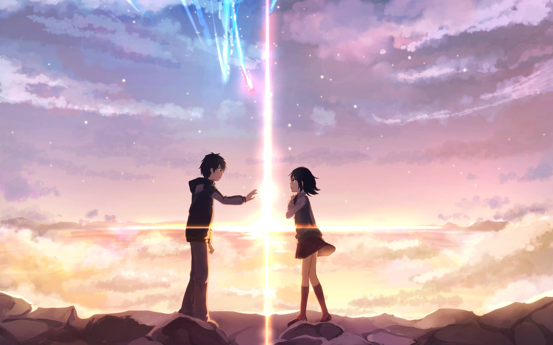 Your Name Anime 2016, twilight sky, stars, Full HD Desktop Wallpaper