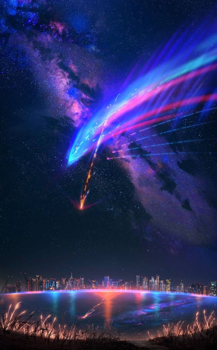 Your Name, purple comet, electric blue, SD Phone Wallpaper