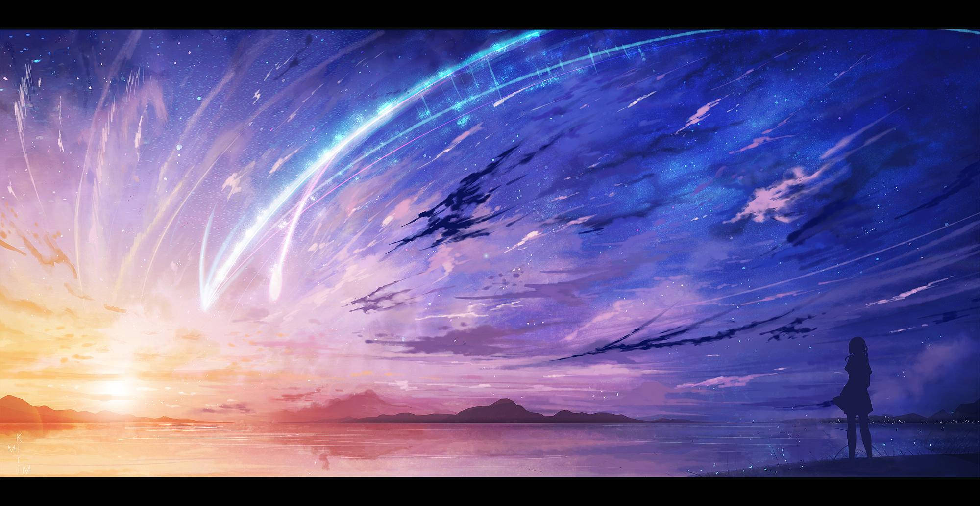 Your Name, cosmic anime sky, twilight sky, Full HD Desktop Wallpaper
