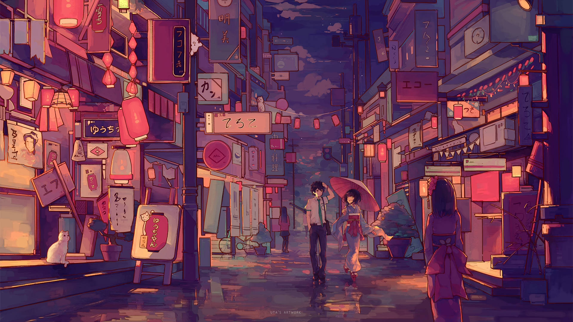 Your Name, 2016, lantern artwork, Full HD Desktop Wallpaper