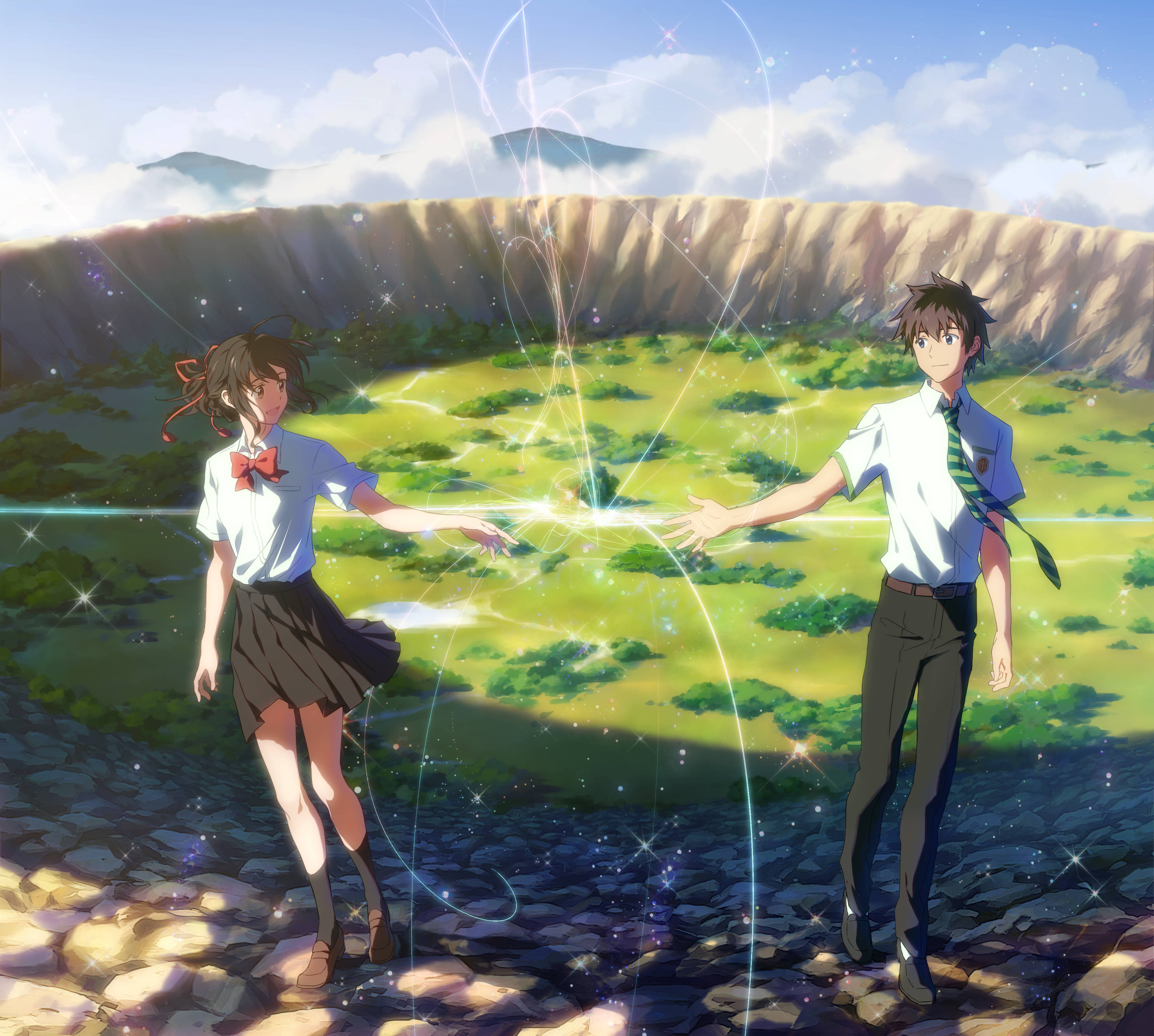 Smiling Your Name 4K, anime teens, school uniforms, 4K Desktop Wallpaper