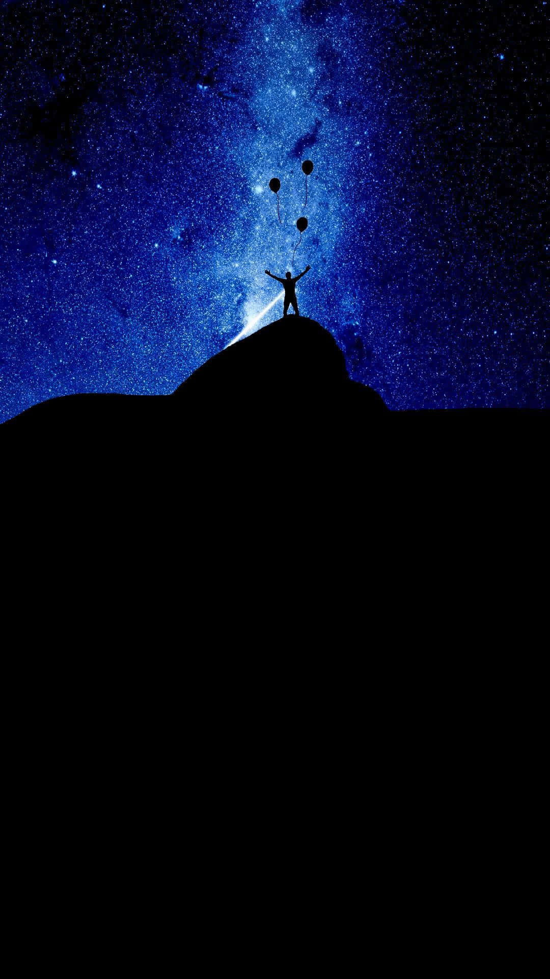 Best Amoled, starry night sky, lone silhouette, Full HD Phone Wallpaper
