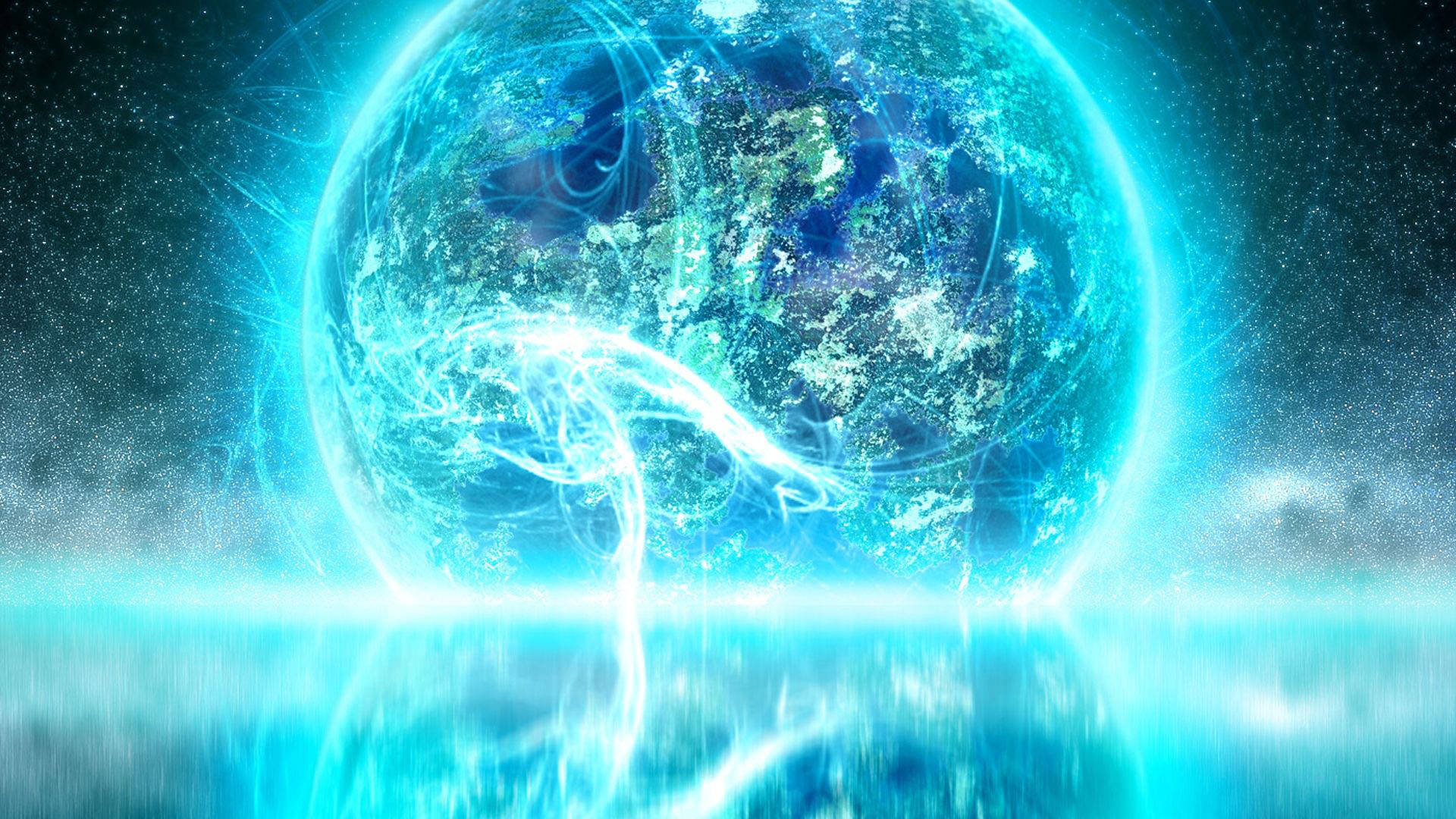 Earth Best Ever Desktop, glowing blue planet, energy veins, Full HD Desktop Wallpaper