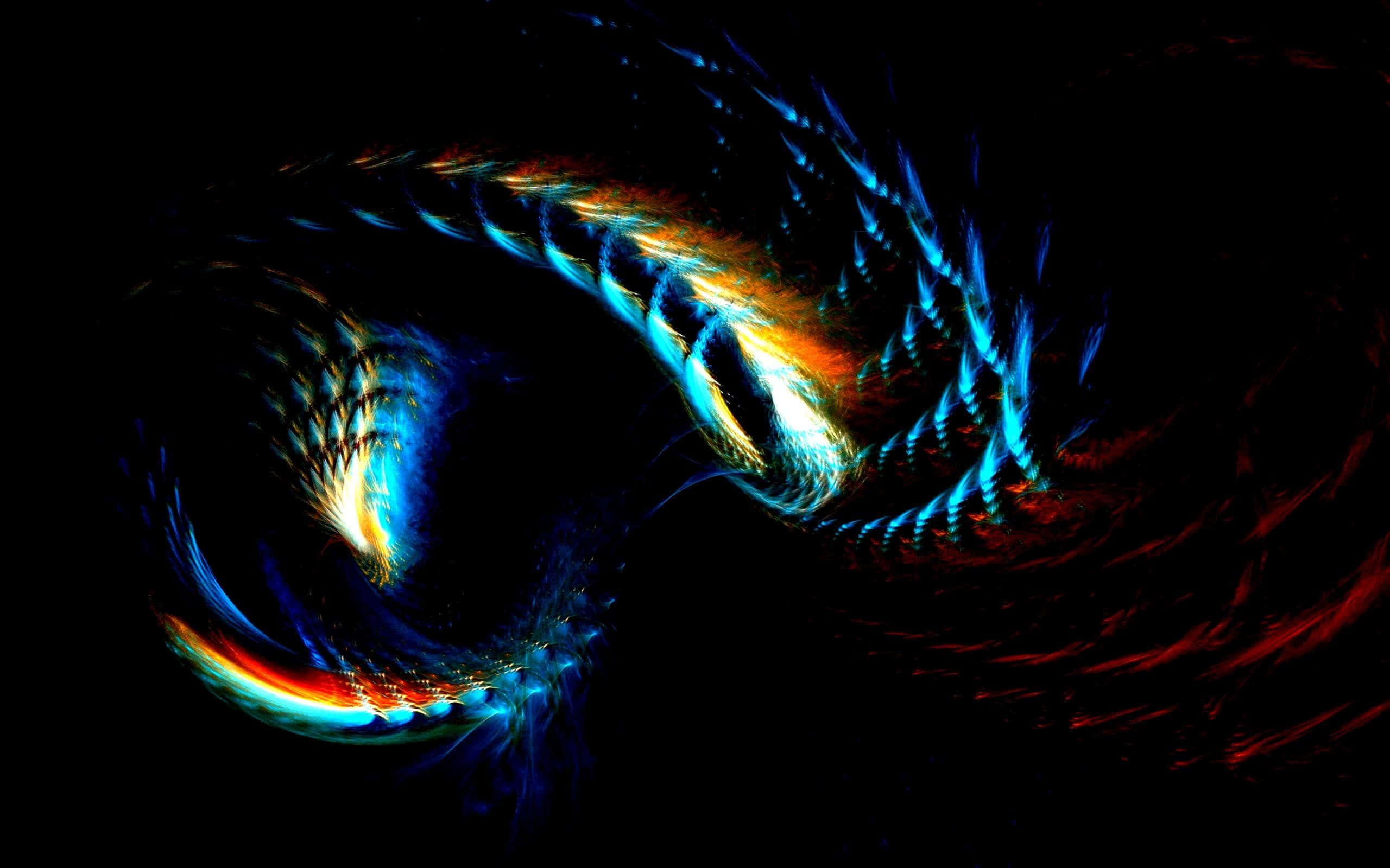 BEST AMOLEDs, fiery orange, electric blue, 2K Desktop Wallpaper