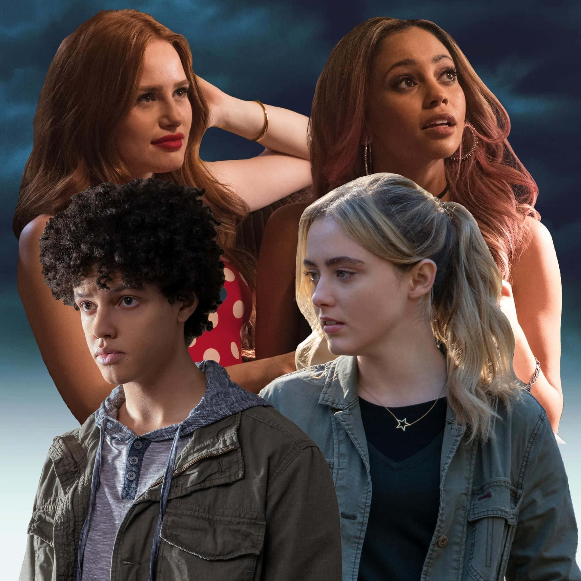 Diverse Teen Group Drama, twilight sky, four young people, Full HD Desktop Wallpaper