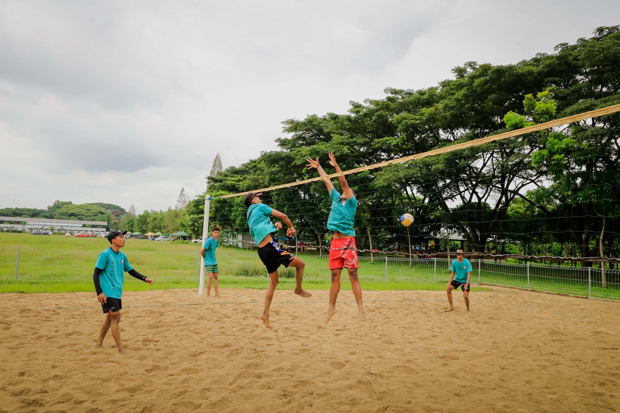 Youth Group, beach volleyball, teal jerseys, Full HD Desktop Wallpaper