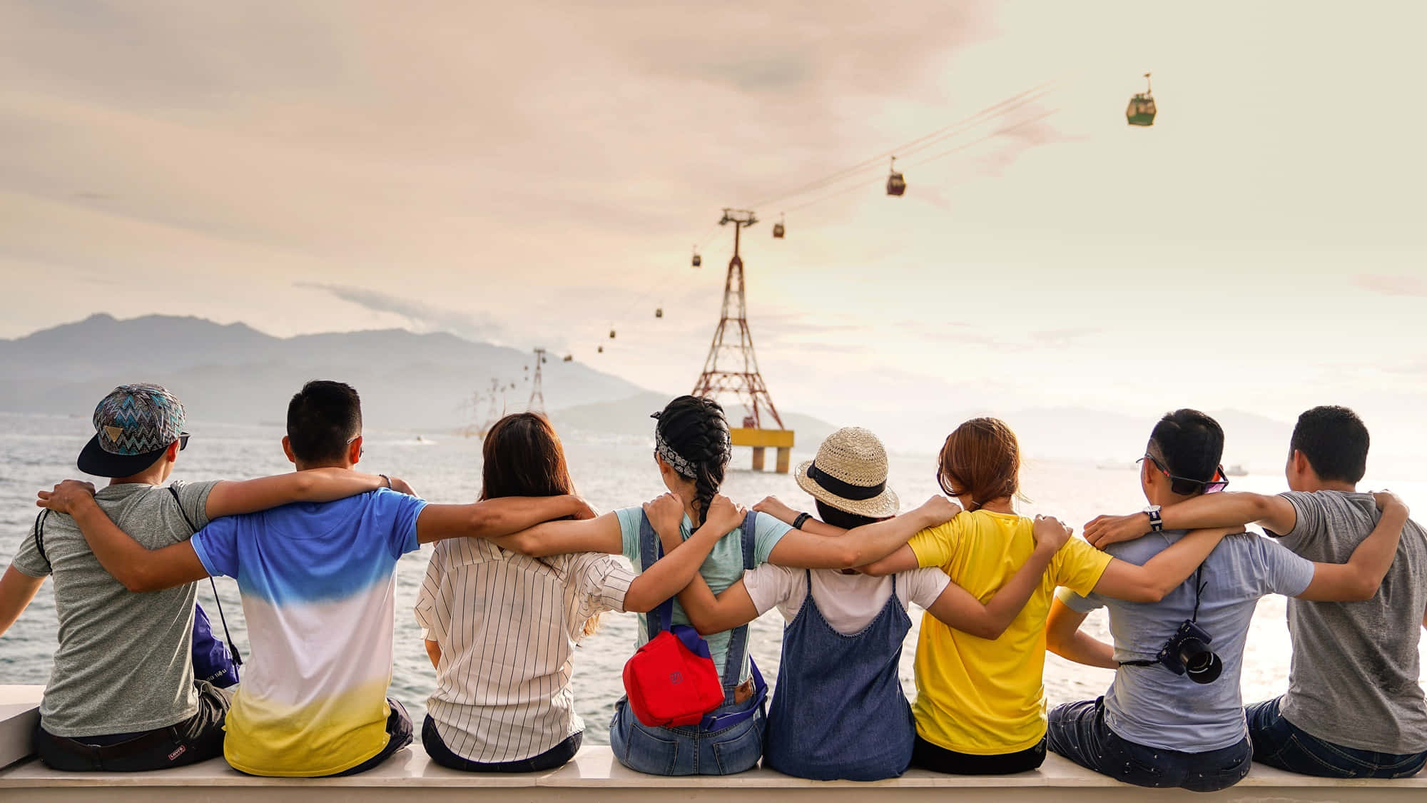 Youth Group, pier, cable cars, Full HD Desktop Wallpaper