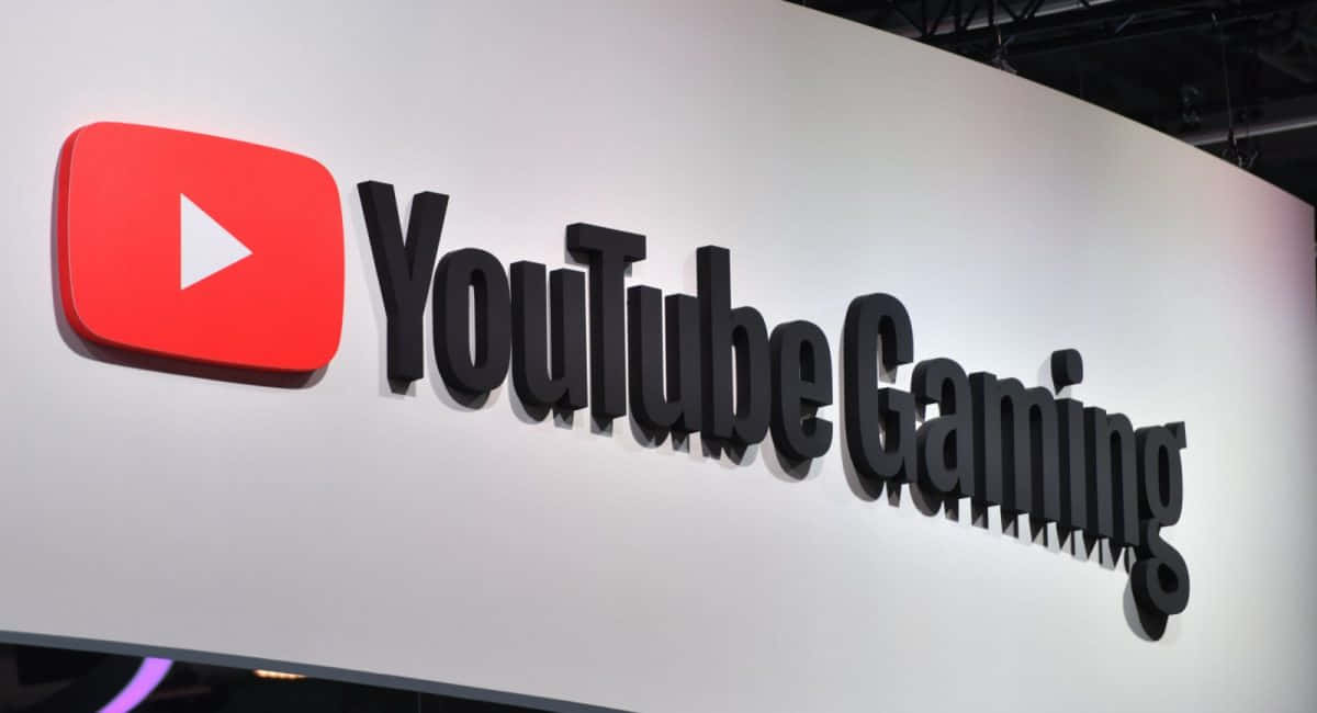 YouTube Gaming logo, red play button, black text, SD Desktop Wallpaper