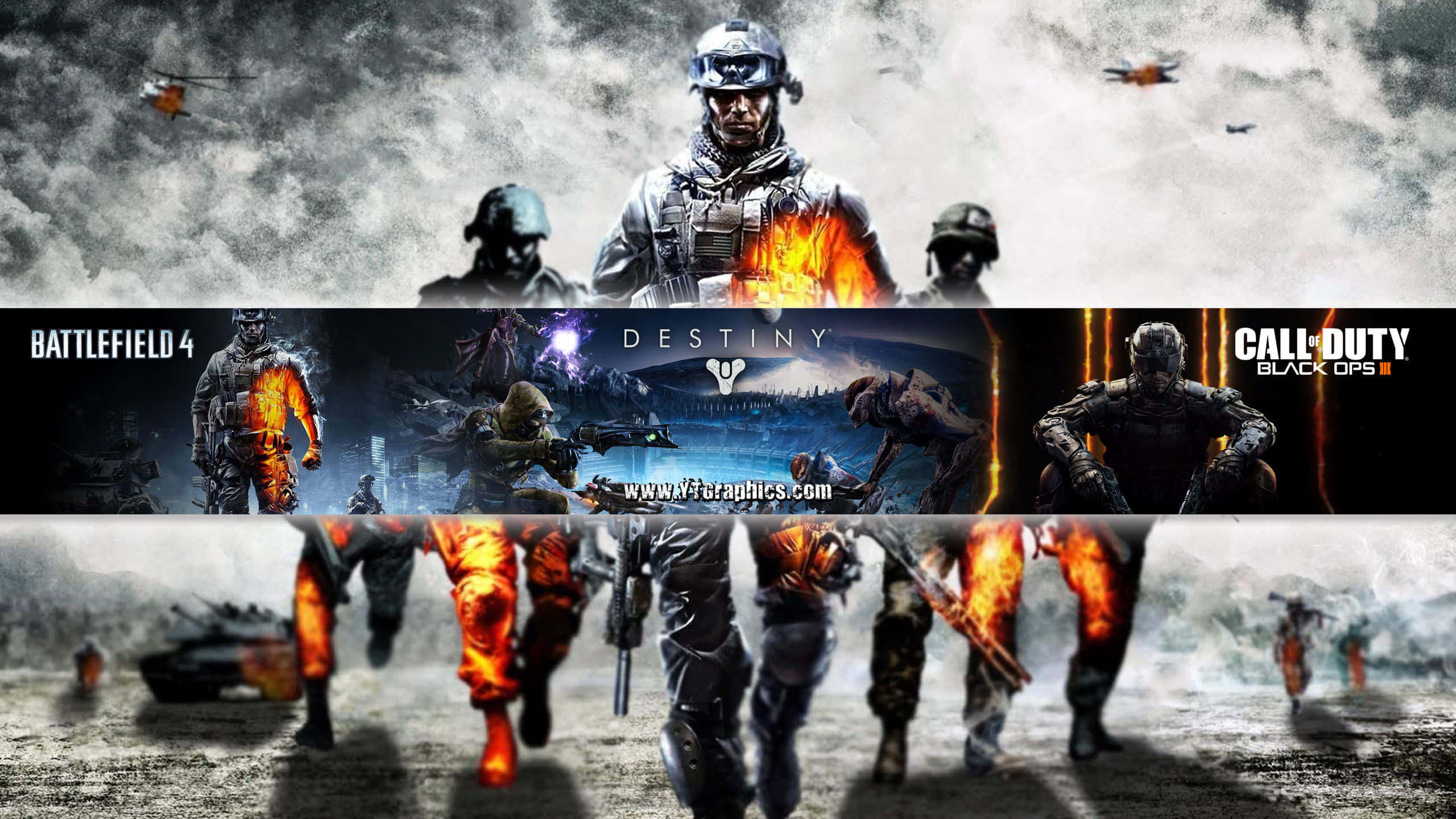 soldiers in combat gear, smoke and fire, helicopters, 2K Desktop Wallpaper