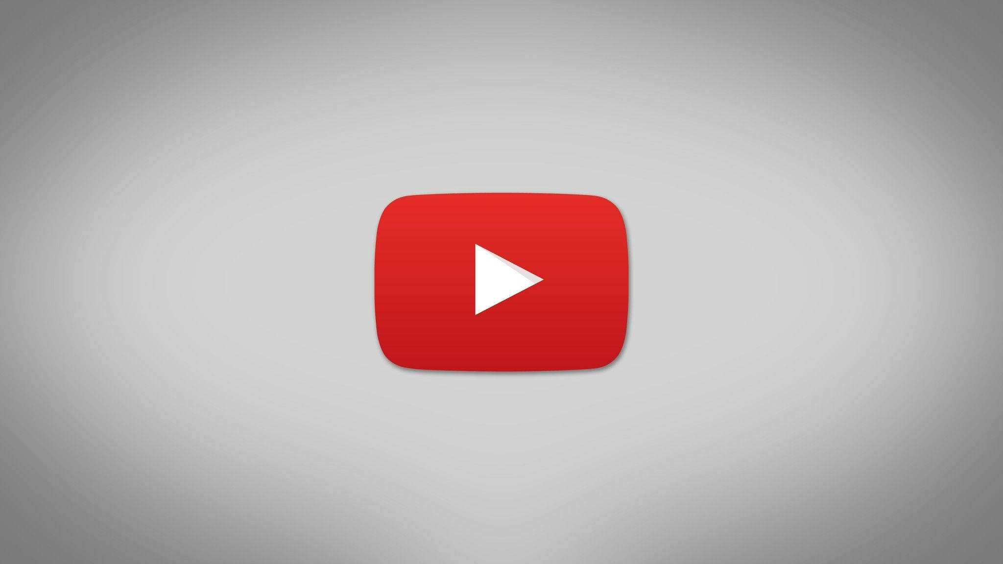 YouTube play button, red, soft gray gradient background, Full HD Desktop Wallpaper