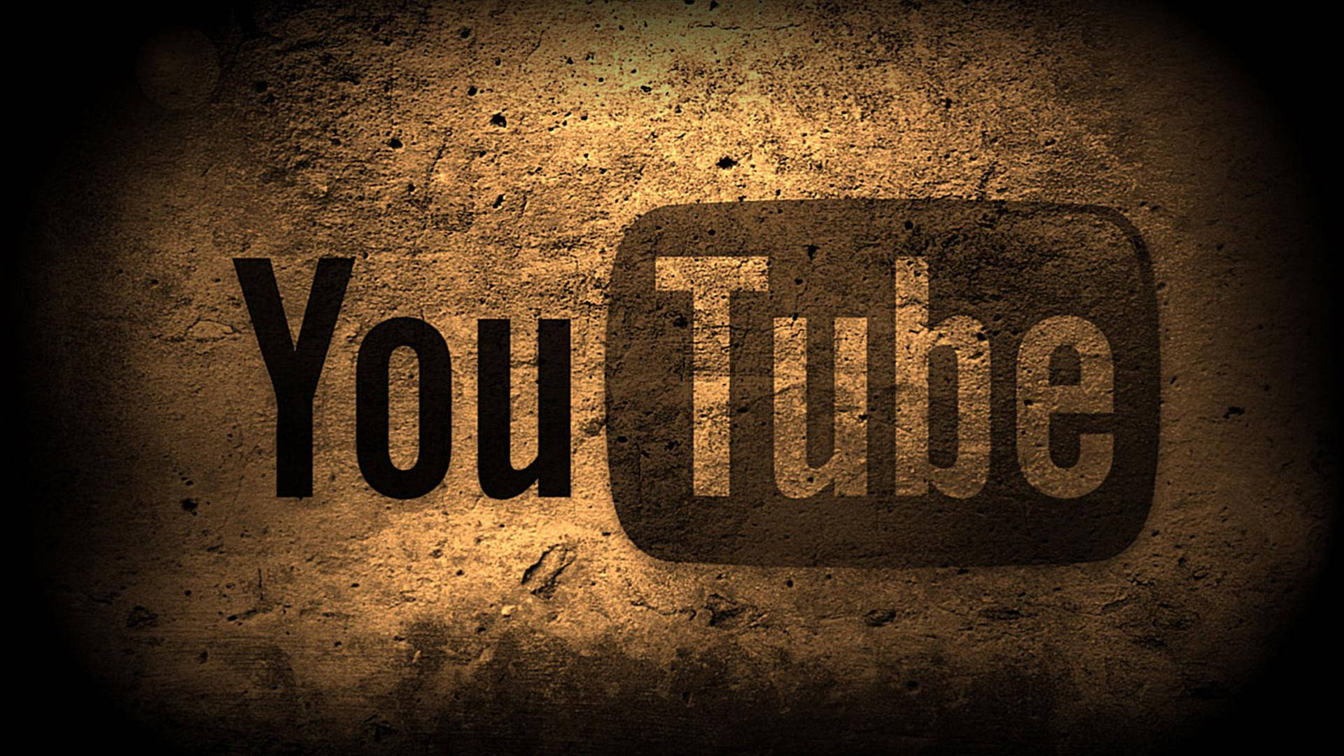 YouTube, brown concrete wall, logo, Full HD Desktop Wallpaper