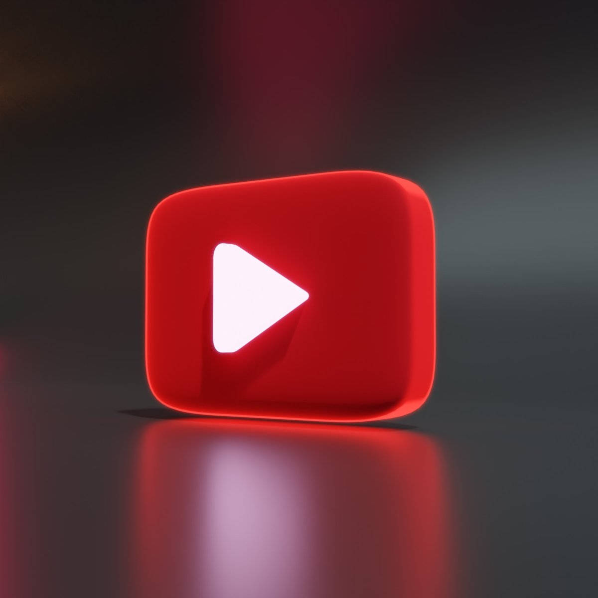 YouTube play button icon, glowing red, white triangle, SD Desktop Wallpaper