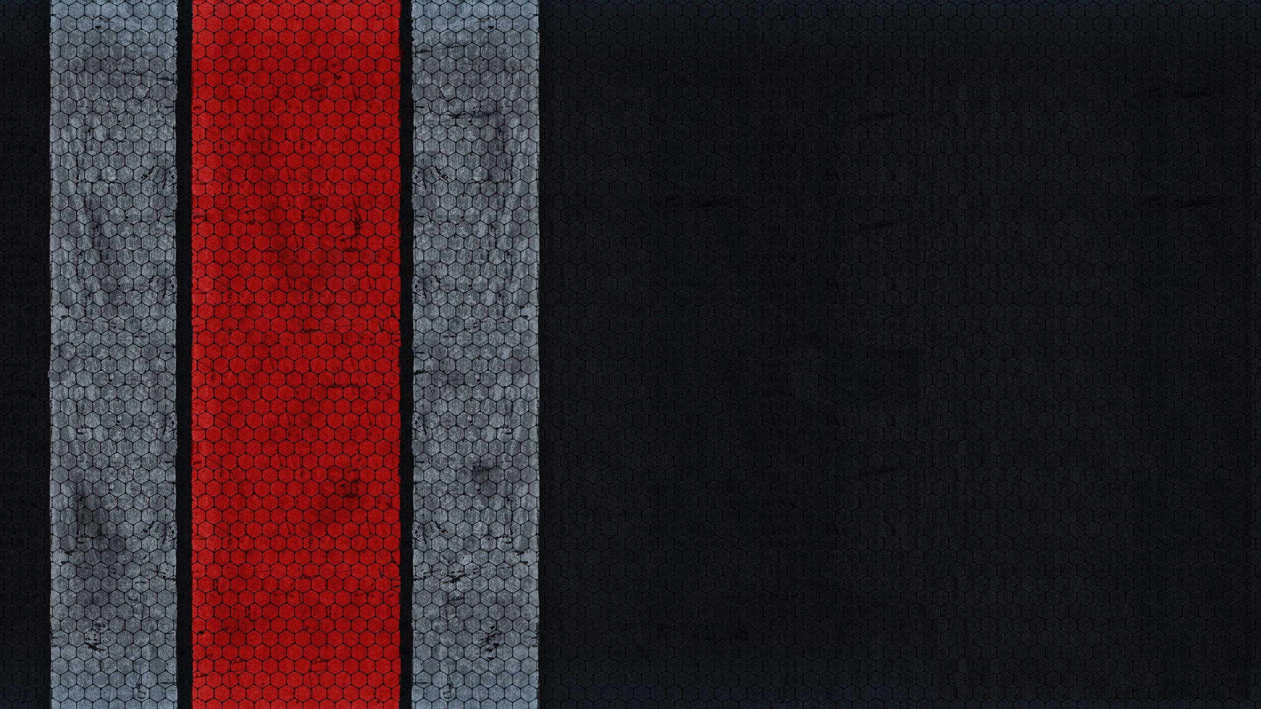 hexagonal, red, white, 2K Desktop Wallpaper