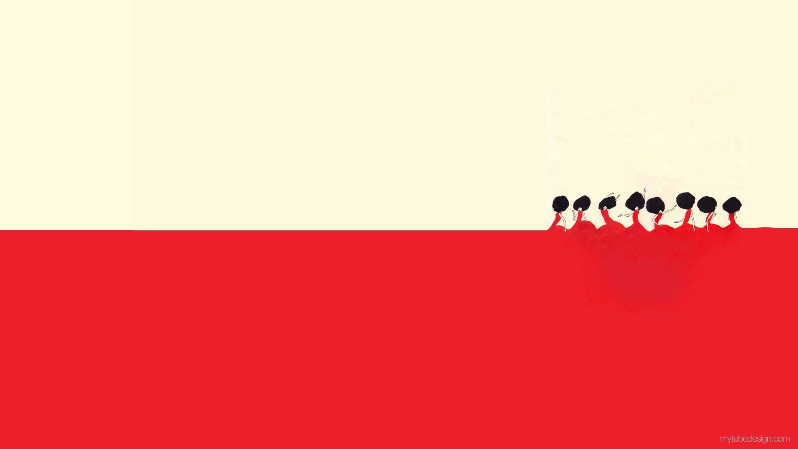 YouTube Cover, red and white stickman, bold red horizon, 2K Desktop Wallpaper