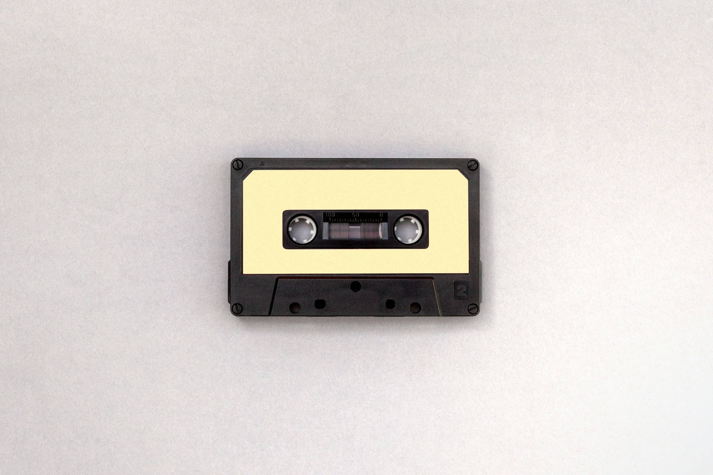 cassette tape, black, cream label, Full HD Desktop Wallpaper