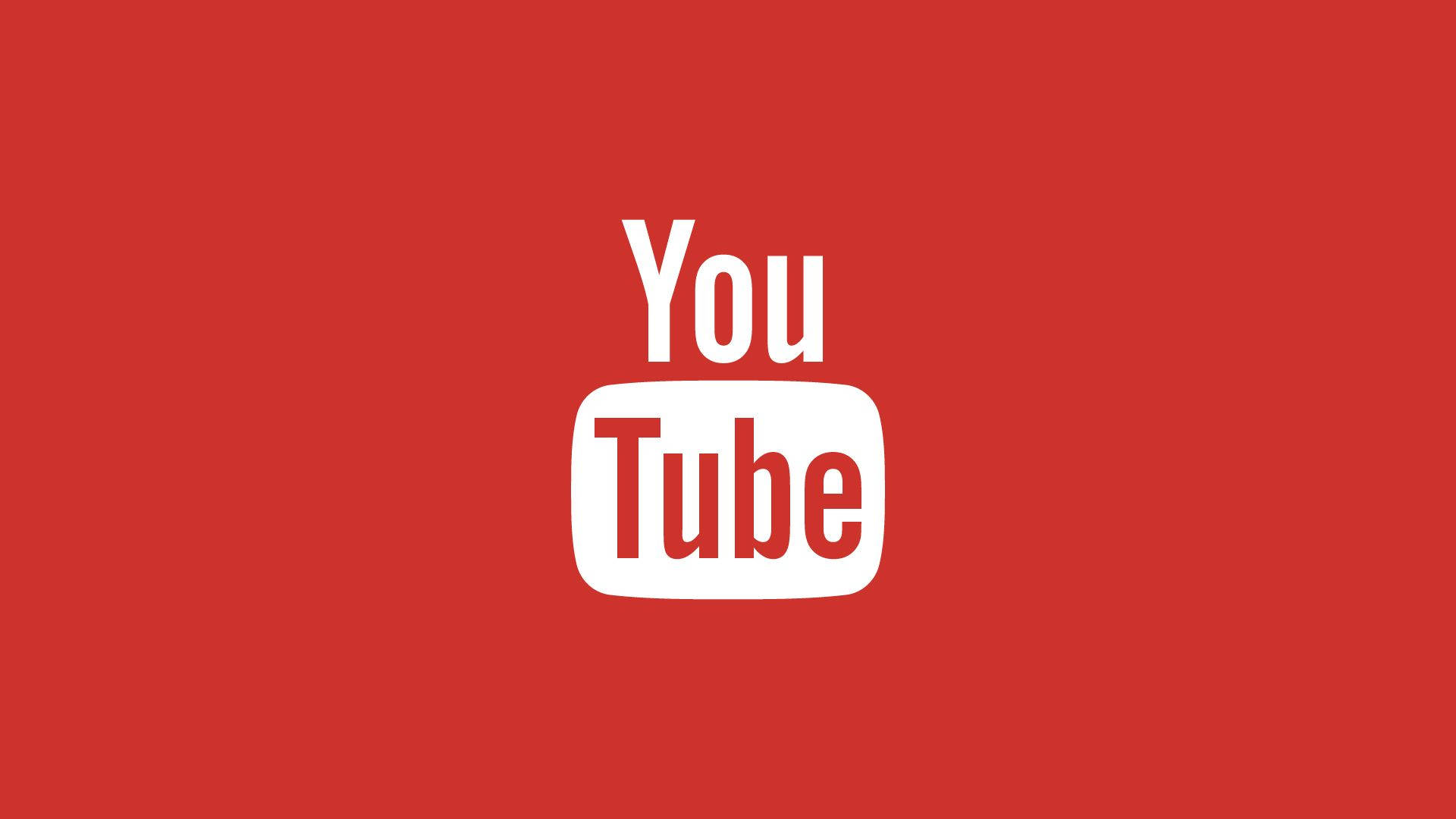 YouTube logo, solid red background, minimalist design, Full HD Desktop Wallpaper