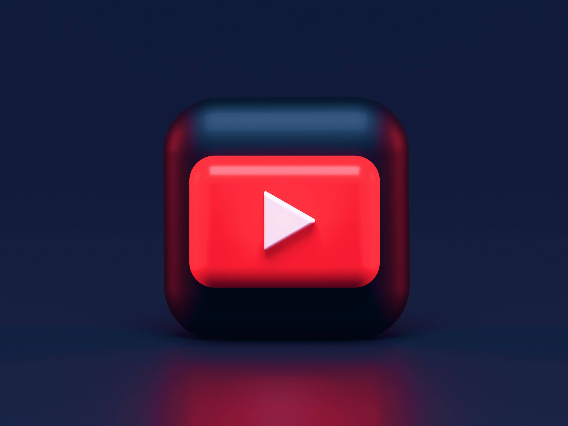 3d YouTube Cover Icon, dark blue, glossy 3d-rendered, Full HD Desktop Wallpaper