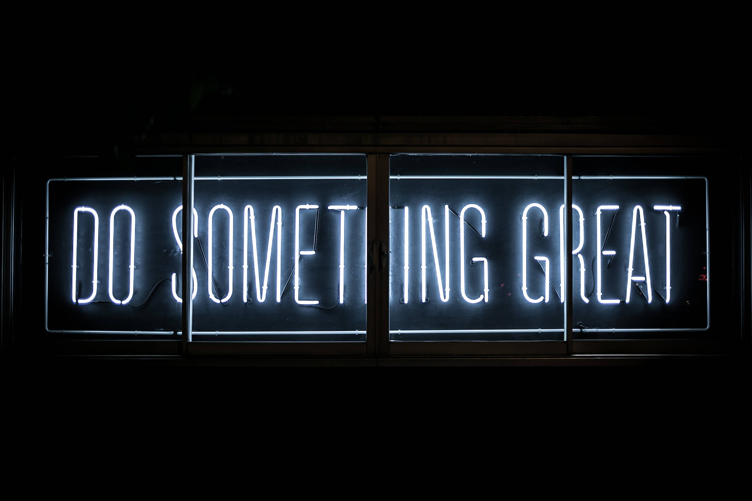 DO SOMETHING GREAT, neon sign, glowing white, Full HD Desktop Wallpaper