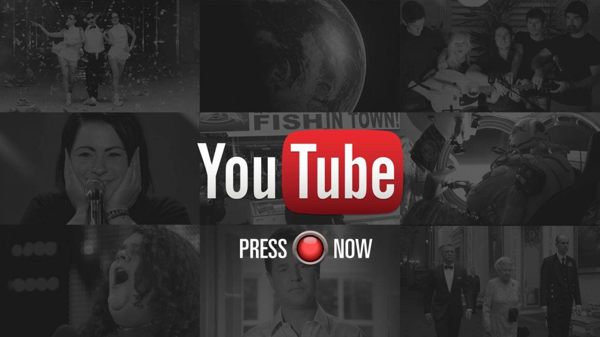 YouTube, red YouTube logo, press now button, Full HD Desktop Wallpaper