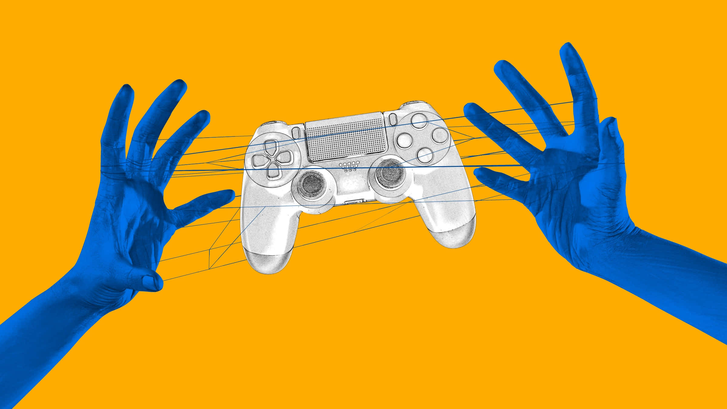 YouTube Gaming, blue hands, silver game controller, Full HD Desktop Wallpaper