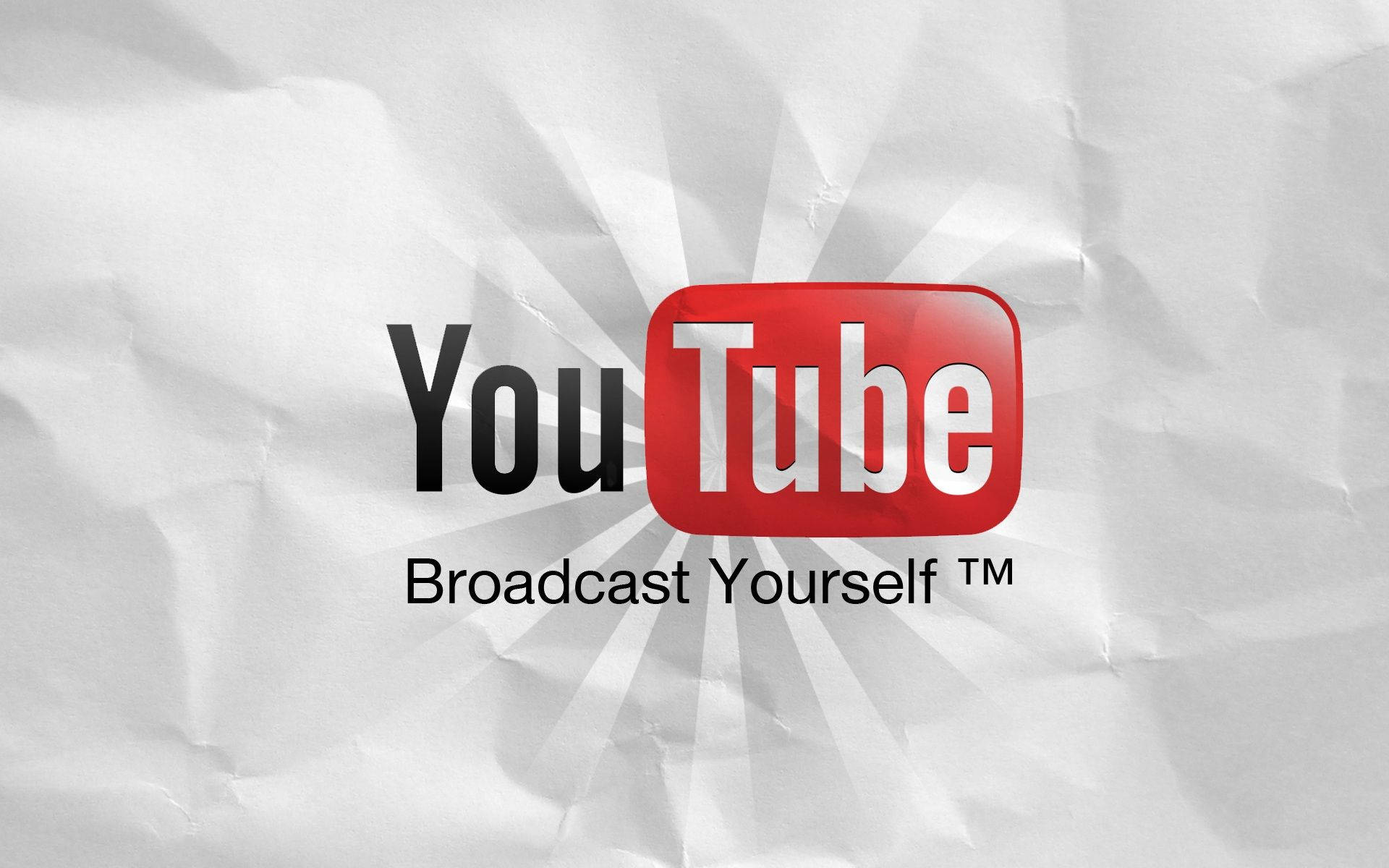 YouTube, red play button, crumpled white paper, Full HD Desktop Wallpaper