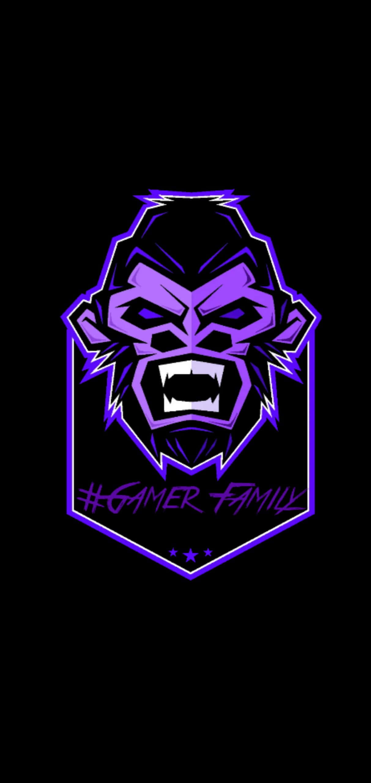 Youtuber Gaming, purple neon gorilla head logo, sharp teeth, 2K Phone Wallpaper