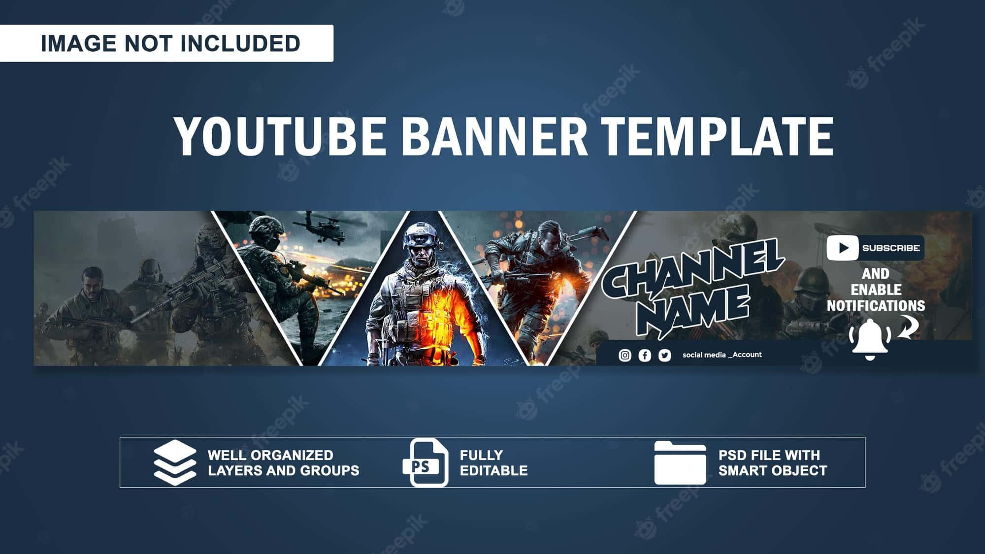 dark blue, YouTube banner template, soldiers in combat scenes, Full HD Desktop Wallpaper