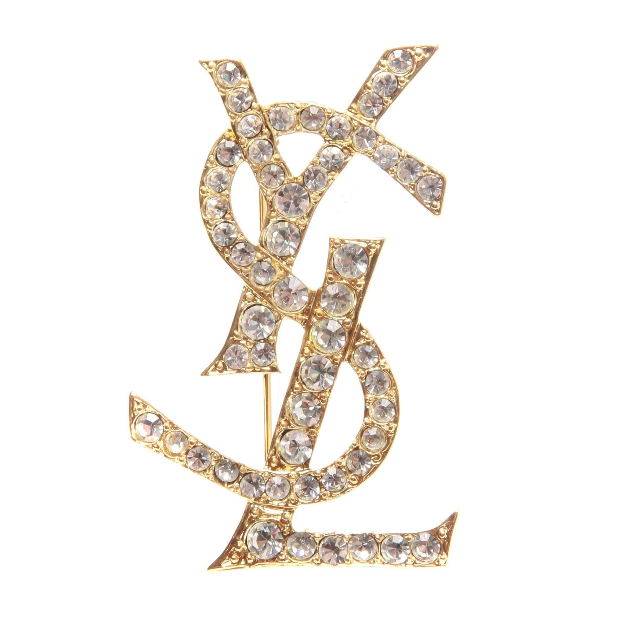 YSL, logo brooch, gold, Full HD Desktop Wallpaper