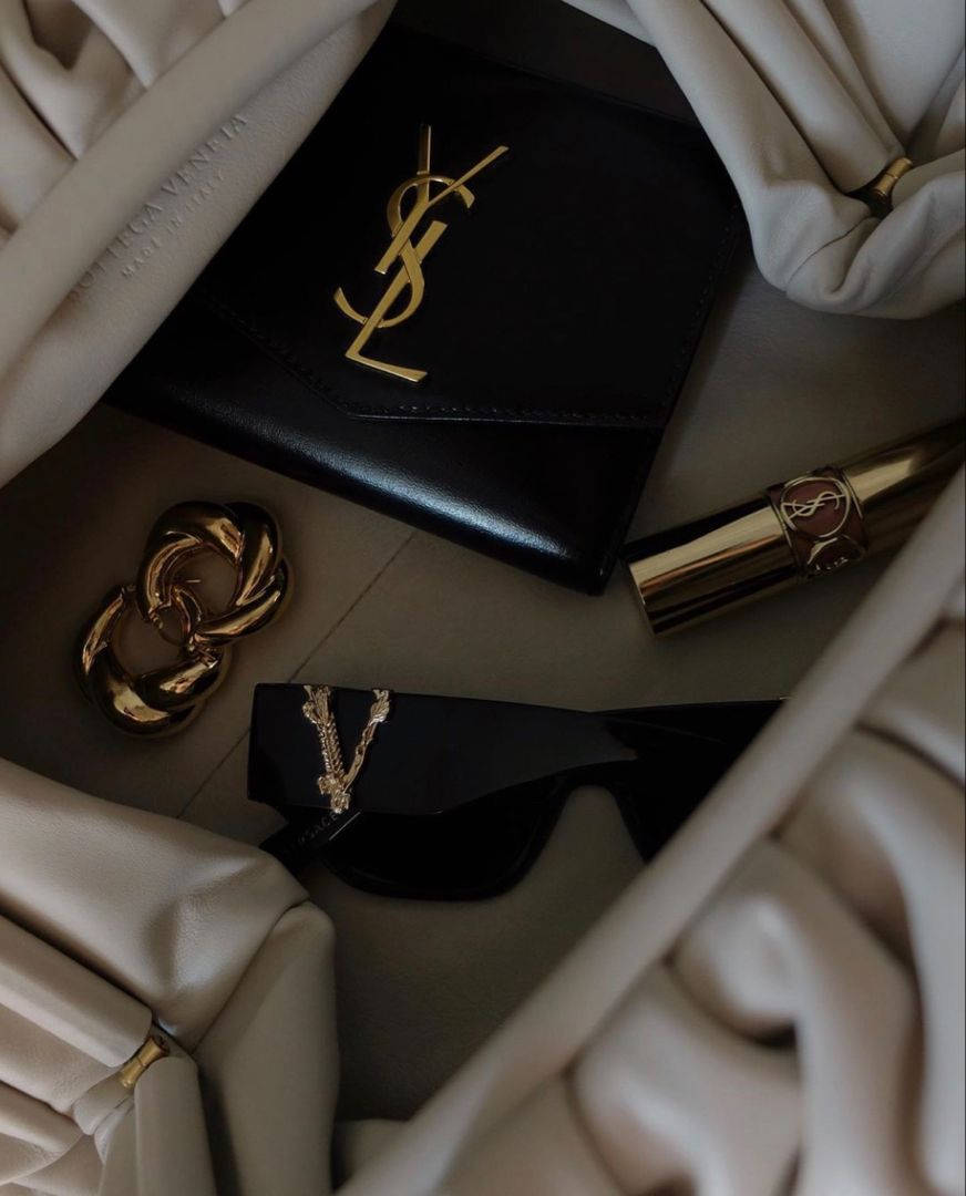 YSL, creamy beige fabric, gold accents, SD Phone Wallpaper