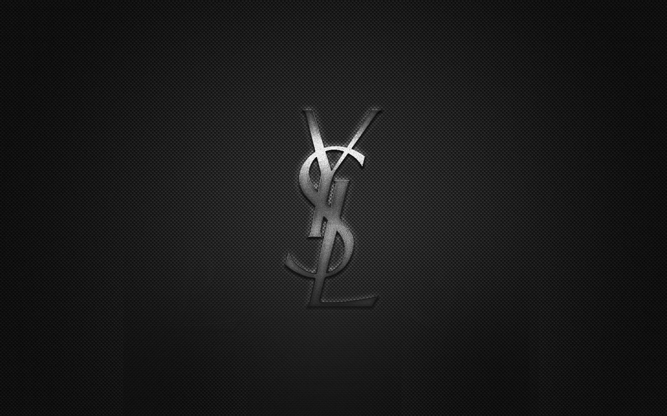 YSL, silver, carbon texture, 2K Desktop Wallpaper