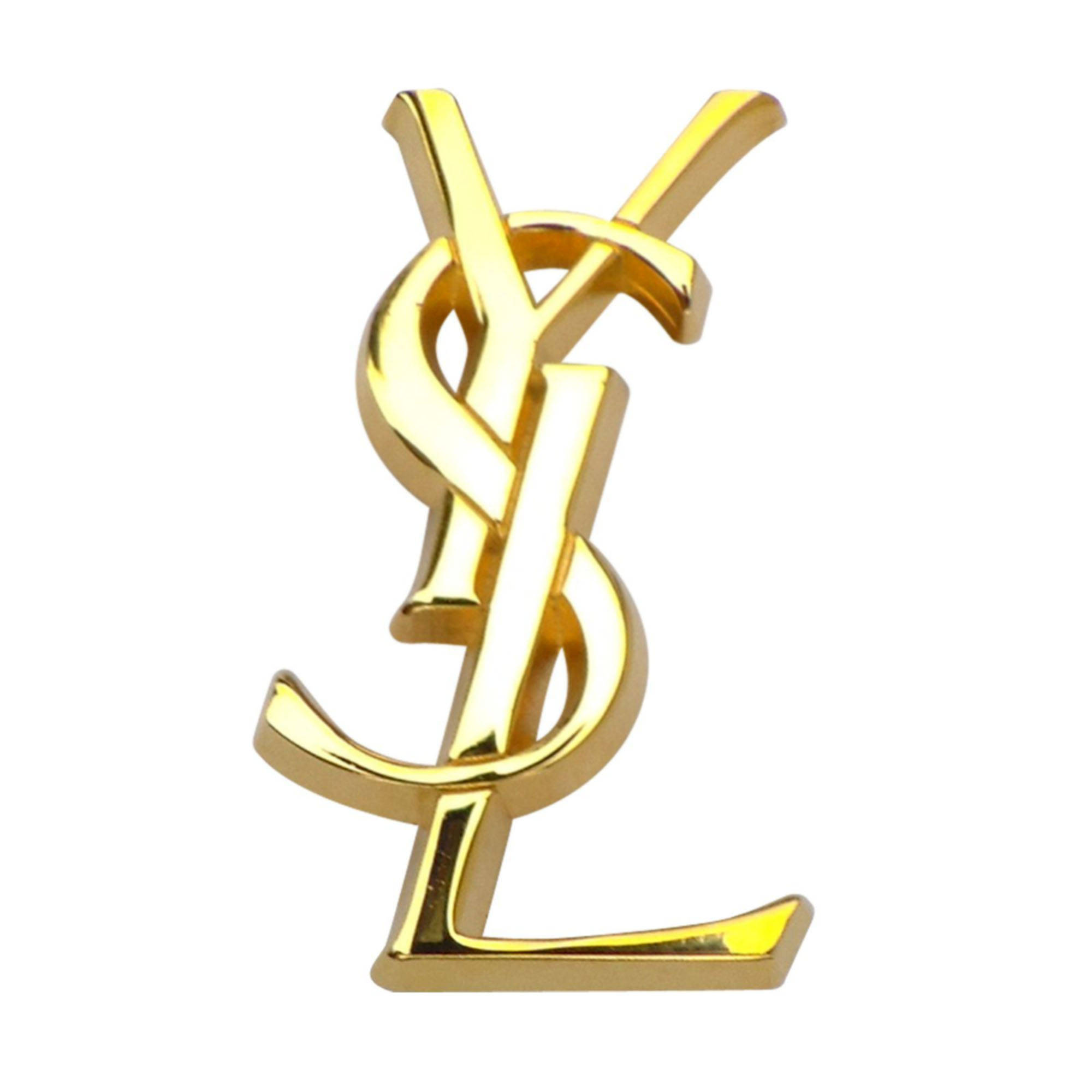 YSL, gold plated, monogram pin, Full HD Desktop Wallpaper