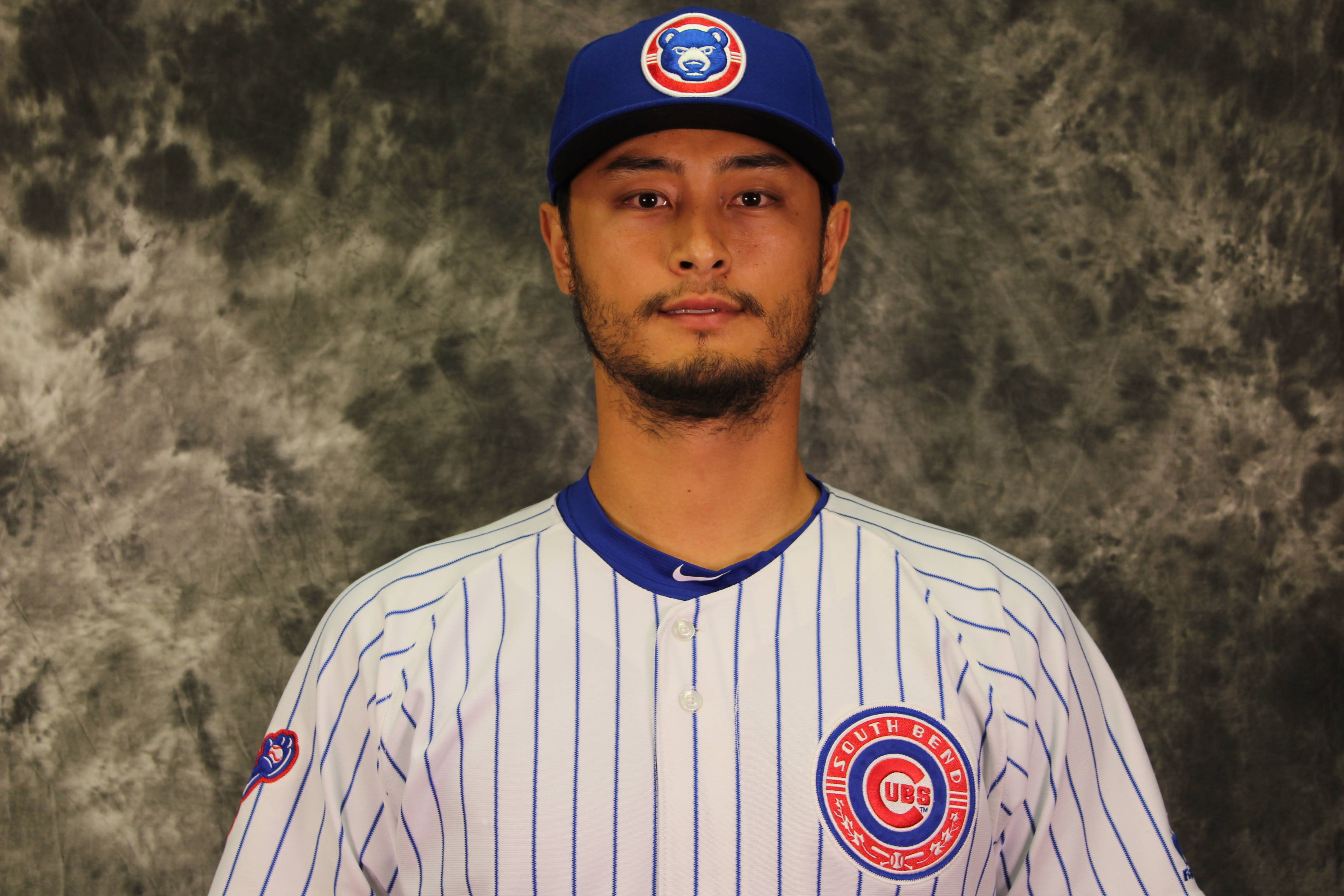Yu Darvish, white pinstripe Cubs jersey, blue cap, 2K Desktop Wallpaper