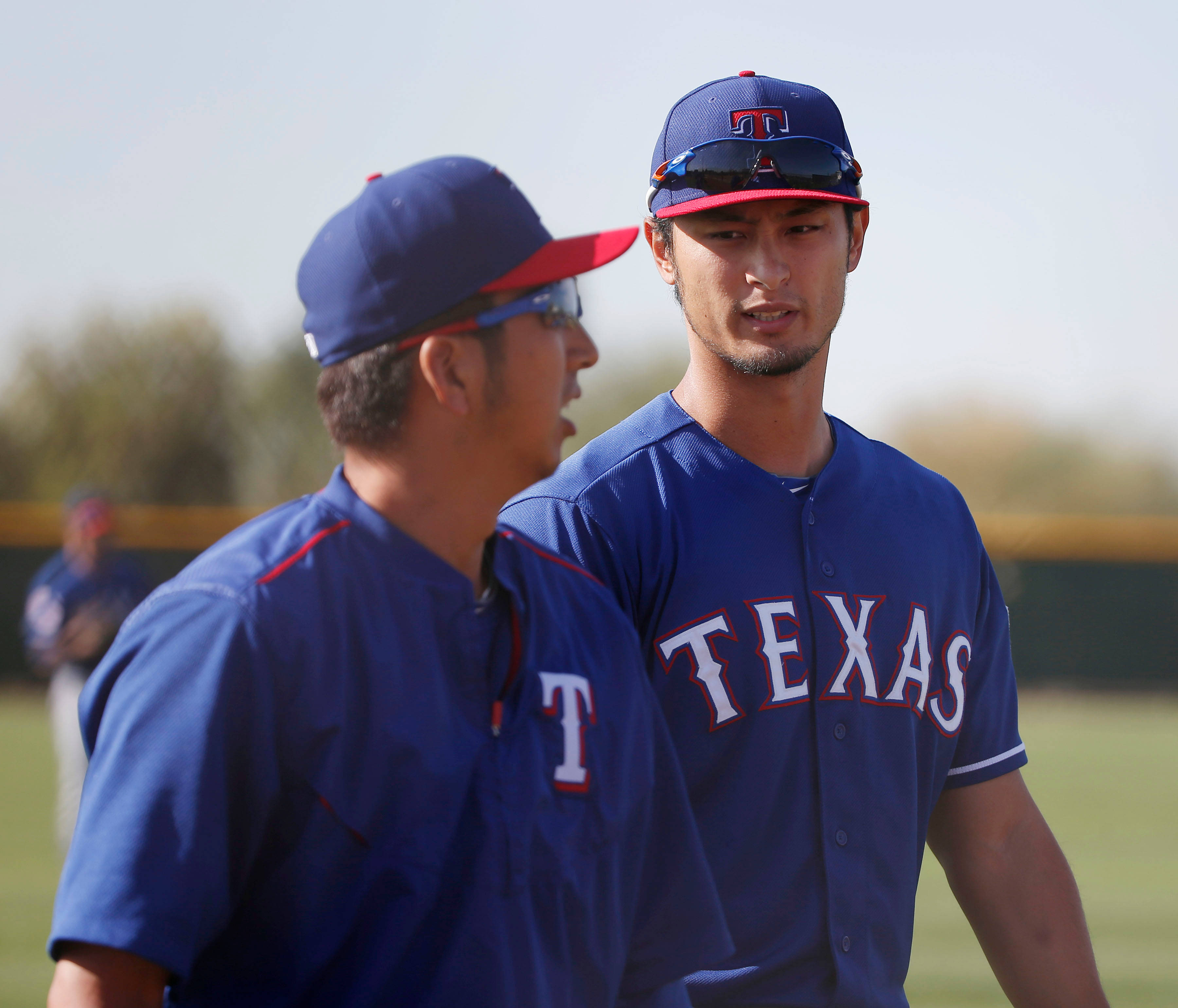 Yu Darvish, Texas baseball players, blue uniforms, 2K Desktop Wallpaper
