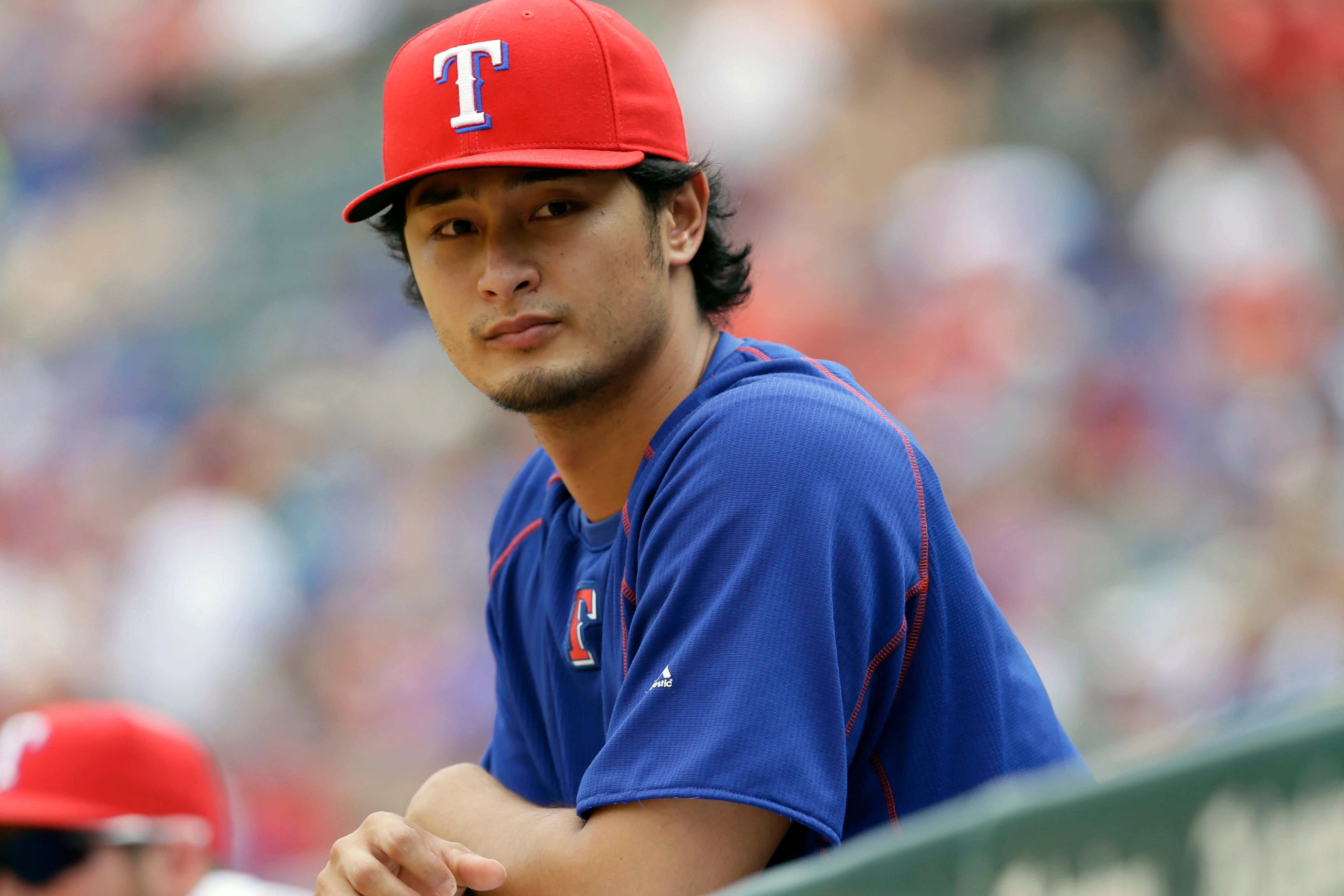 Yu Darvish, red cap, blue jersey, 5K Desktop Wallpaper