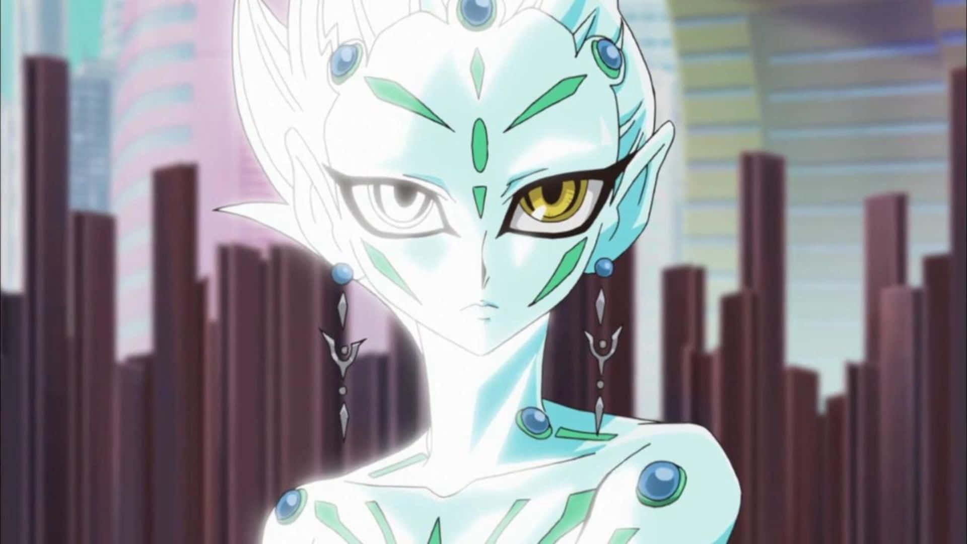 Yu-gi-oh Astral, pale blue anime character, green markings, Full HD Desktop Wallpaper