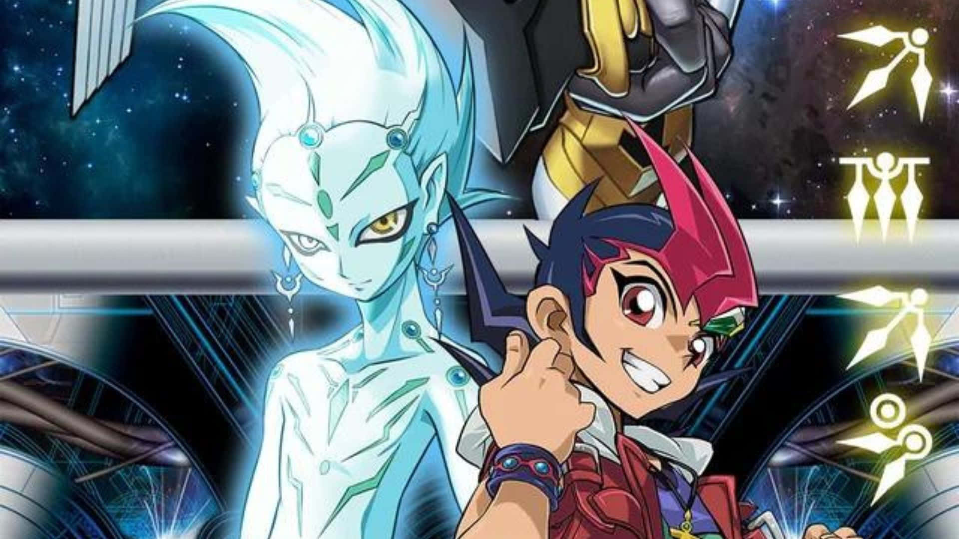 Yu-Gi-Oh Astral, glowing blue hair, red hair, Full HD Desktop Wallpaper