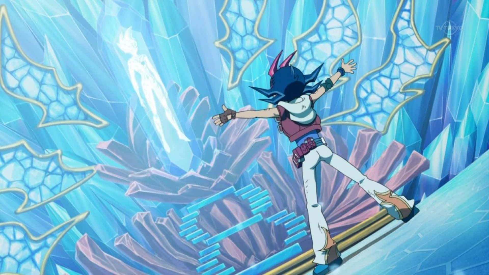 Yu-gi-oh Astral, spiky-haired anime character, crystalline platform, Full HD Desktop Wallpaper