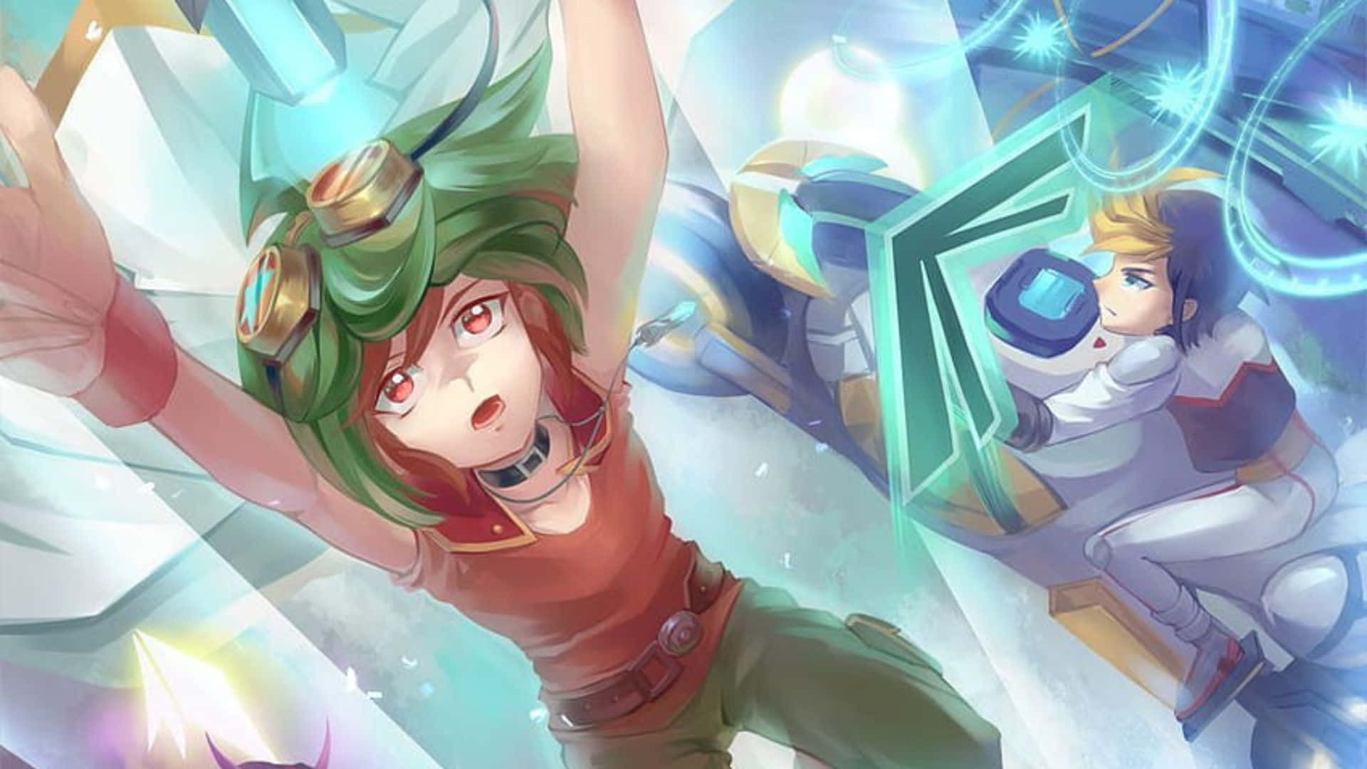 Yu-gi-oh Yugo, futuristic gear, glowing energy constructs, Full HD Desktop Wallpaper