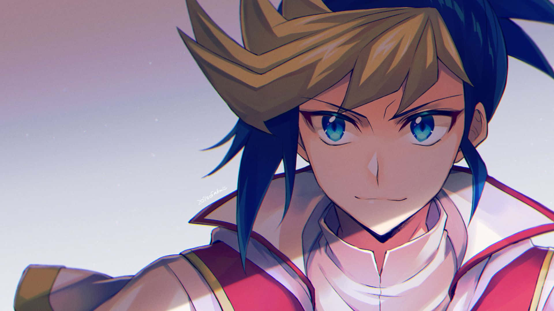 Yu-Gi-Oh! Yugo, spiky brown and blue hair, bright blue eyes, Full HD Desktop Wallpaper