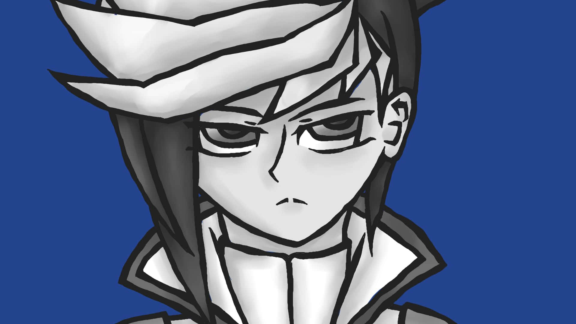 Yu-Gi-Oh! Yugo, white headband, solid blue background, Full HD Desktop Wallpaper